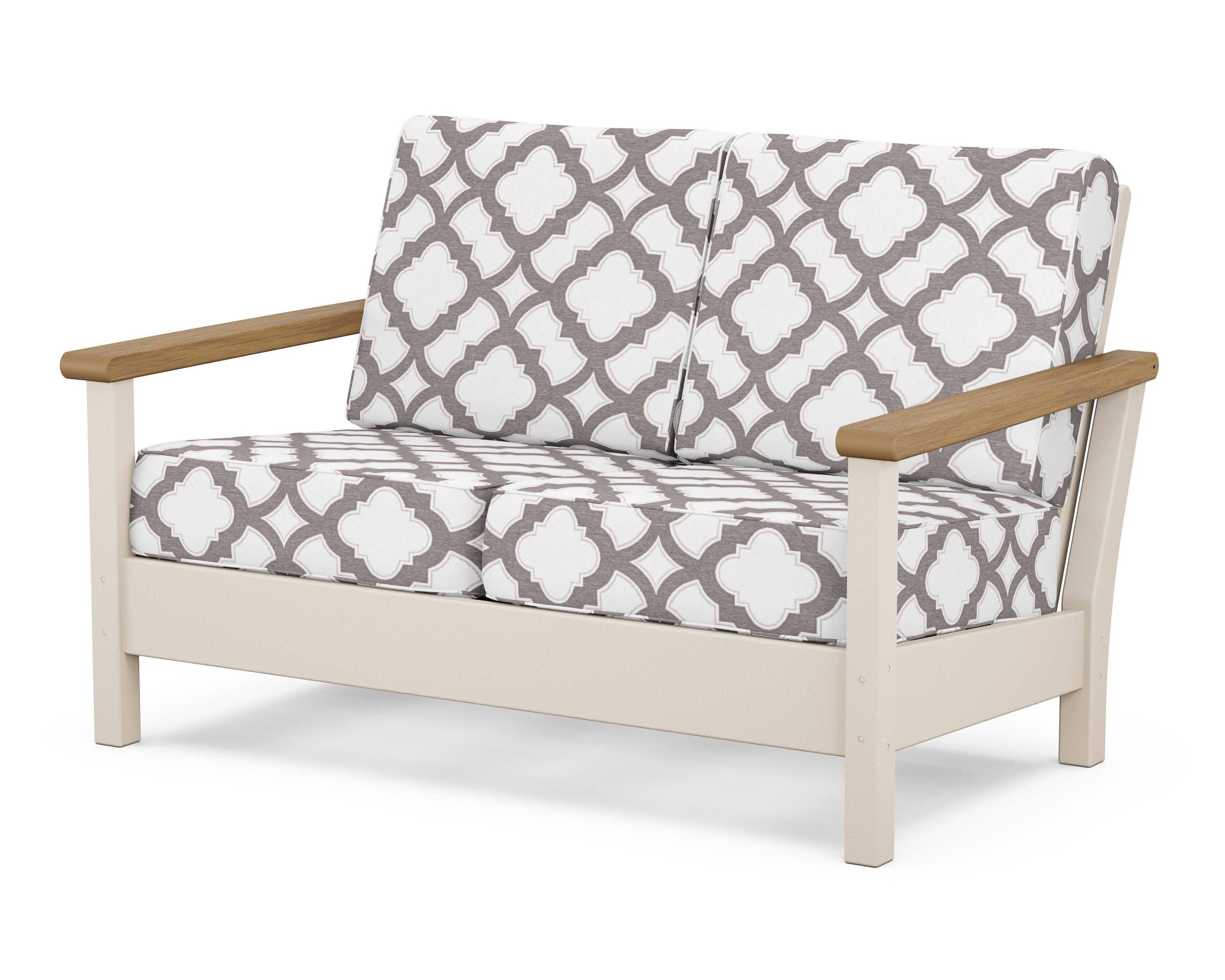 Harbour Deep Seating Loveseat in Sand / Natural / Trellis Grey Mist