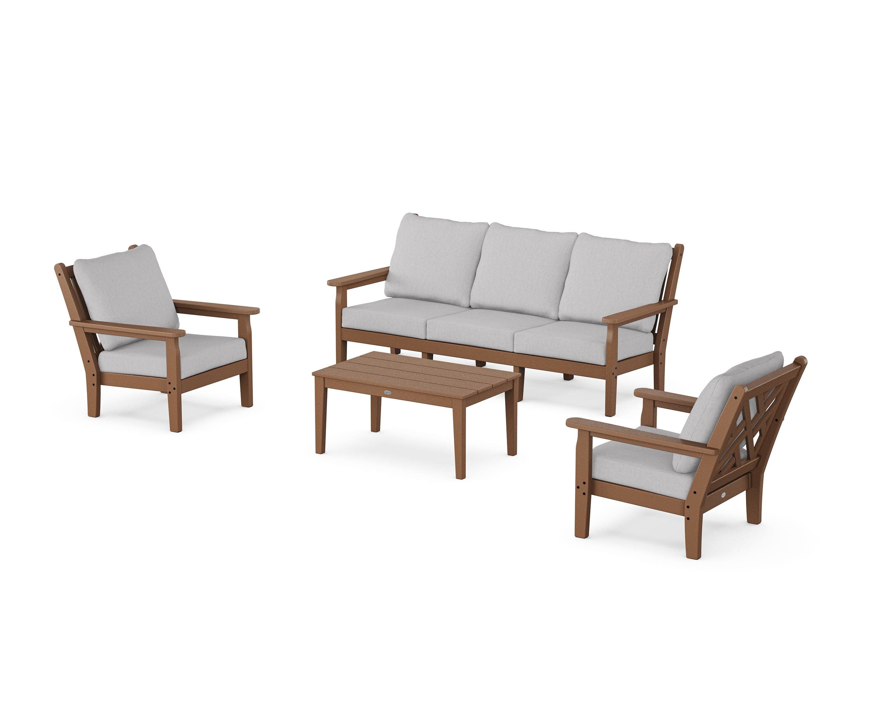 Chippendale 4-Piece Deep Seating Set with Sofa in Teak / Granite