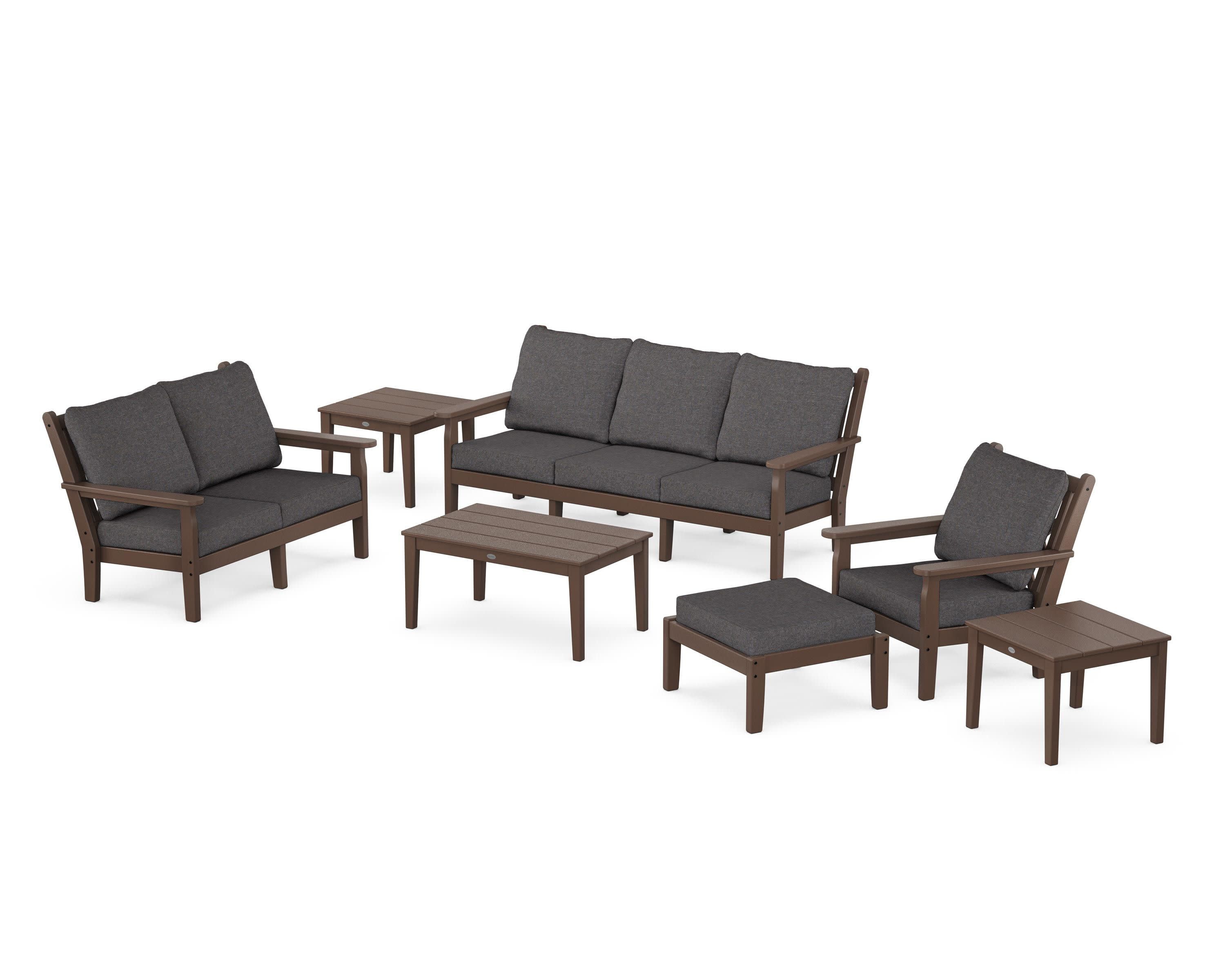 Chippendale 7-Piece Deep Seating Set in Mahogany / Ash Charcoal