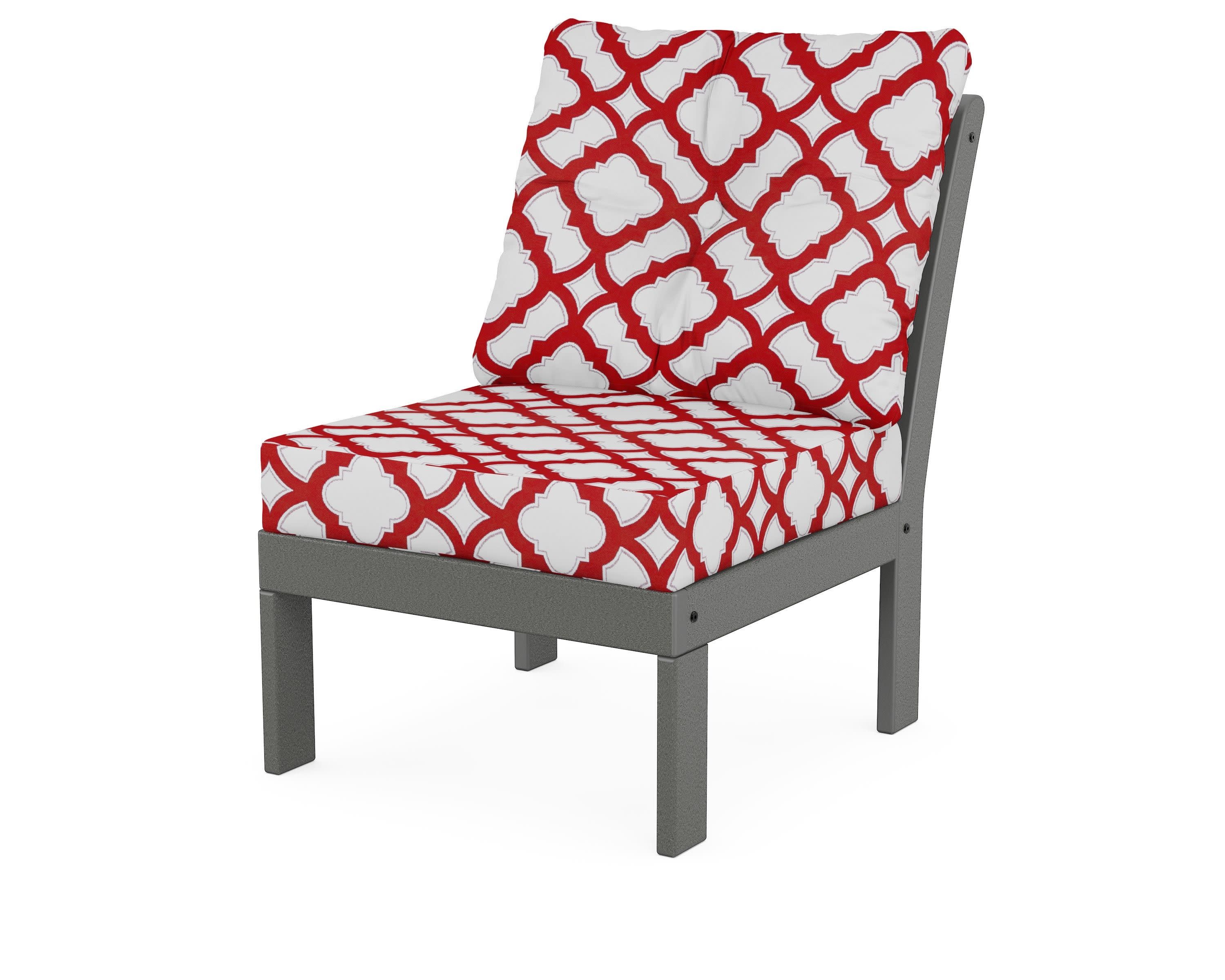 Vineyard Modular Armless Chair in Slate Grey / Trellis Crimson