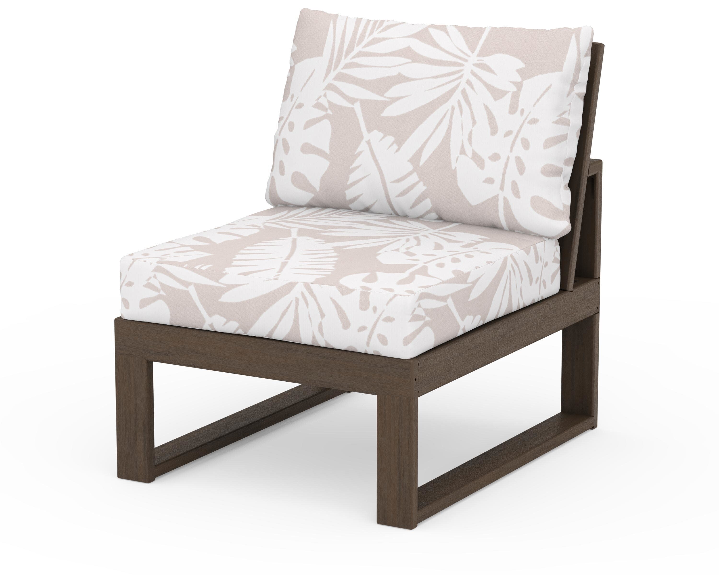 Modular Armless Chair in Kona / Leaf Dune Burlap