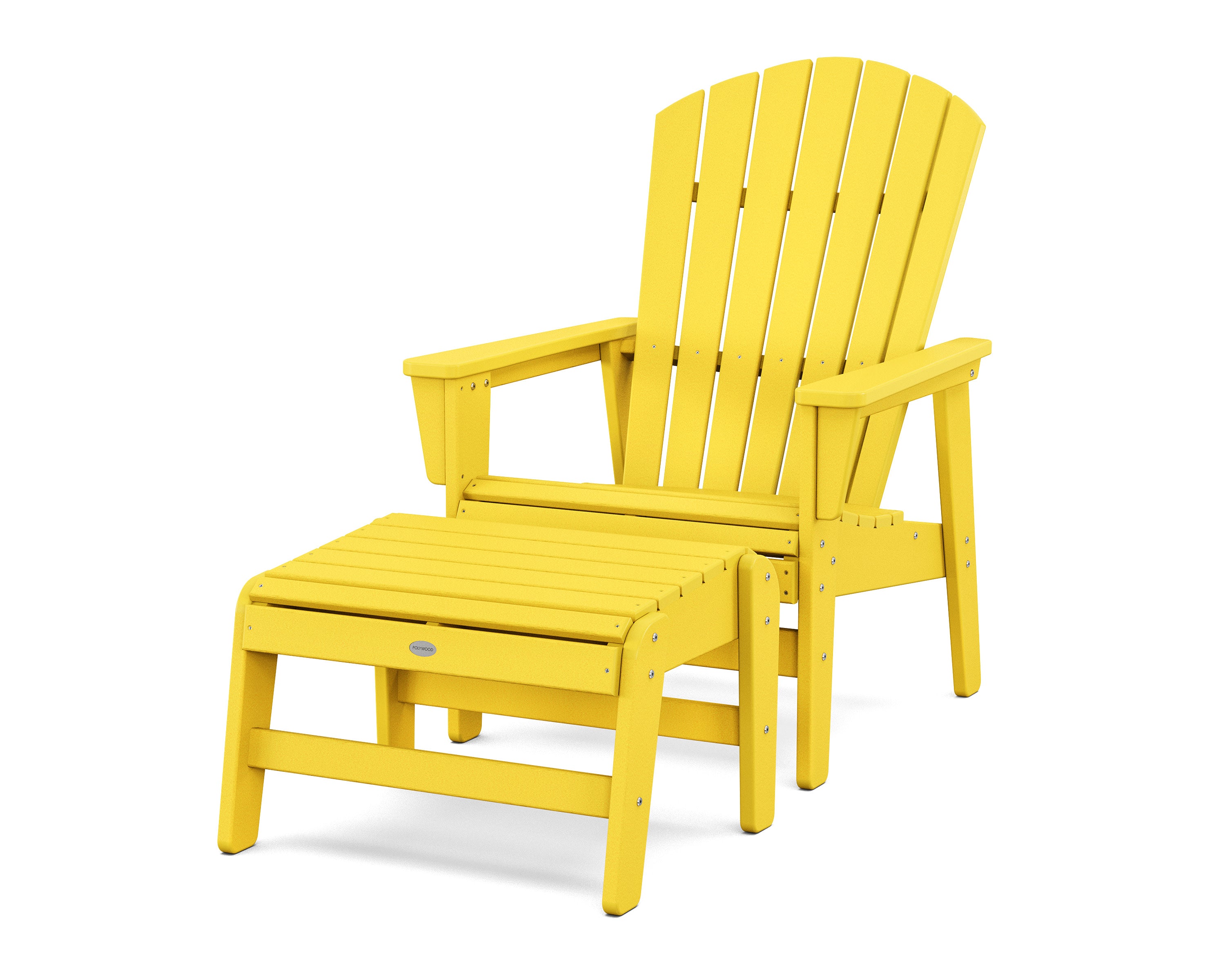 Nautical Grand Upright Adirondack Chair with Ottoman in Lemon