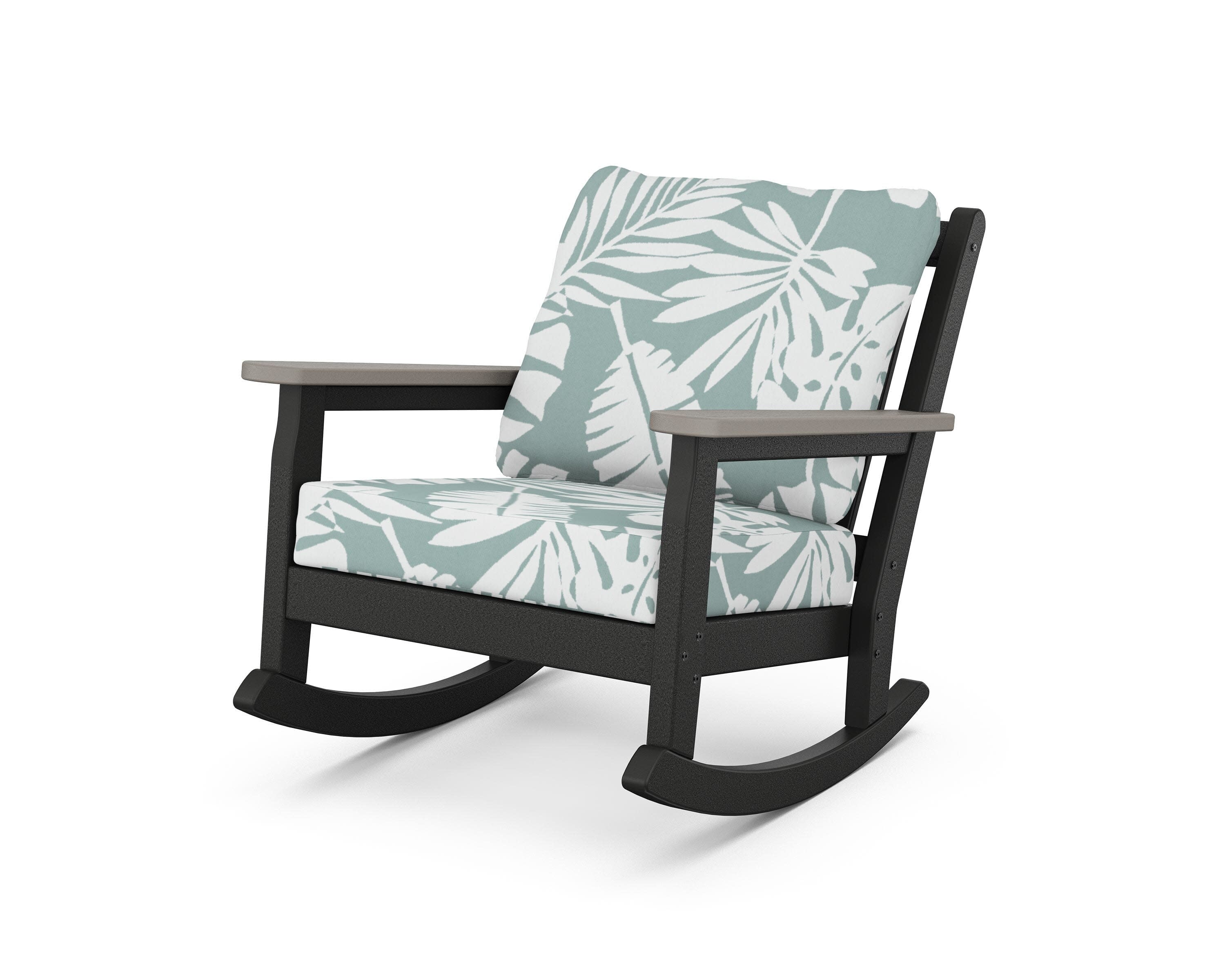 Chippendale Deep Seating Rocking Chair in Black / Driftwood / Leaf Glacier Spa
