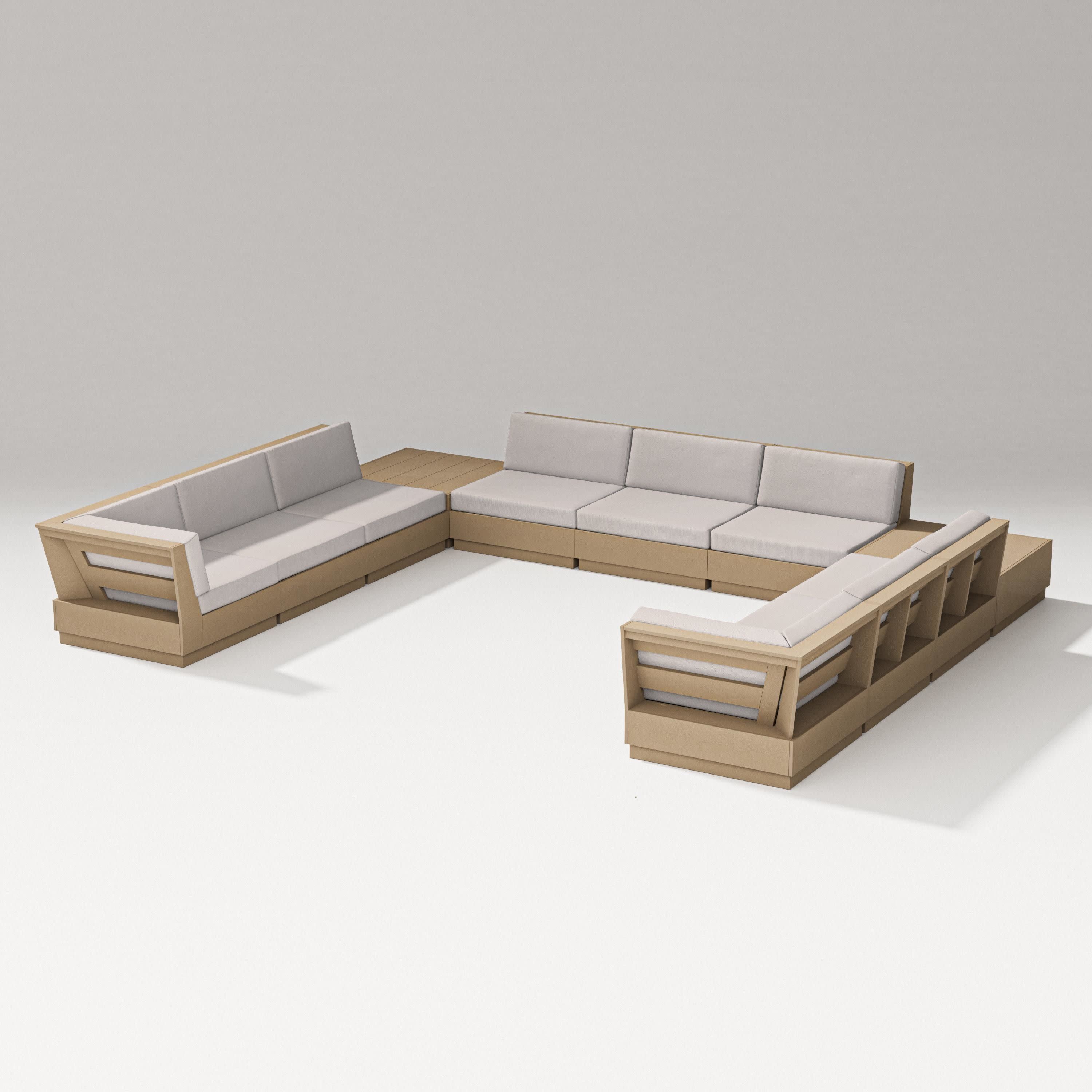 Elevate 11-Piece U-Shaped Sofa Sectional in Vintage Sahara / Dune Burlap
