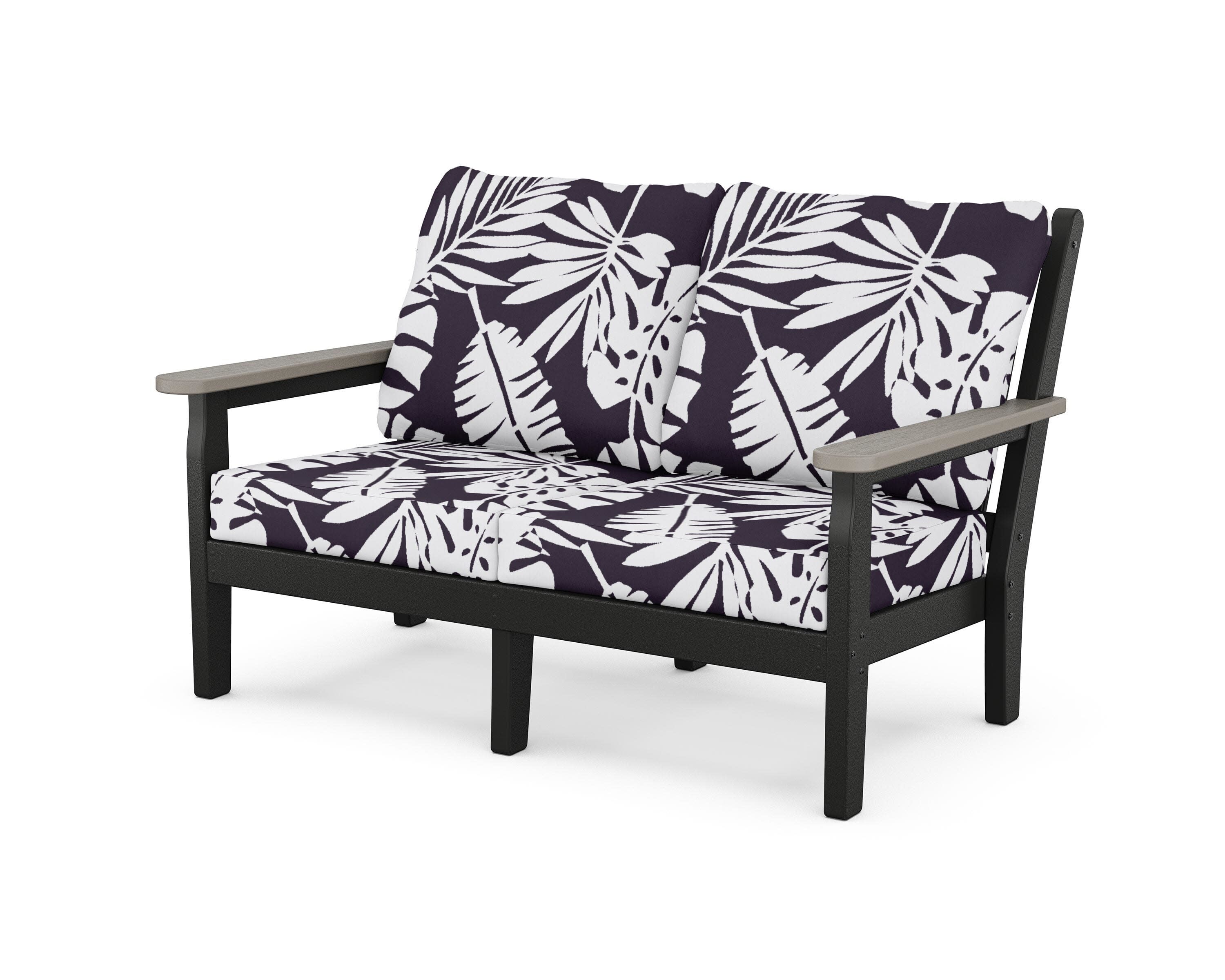 Chippendale Deep Seating Loveseat in Black / Driftwood / Leaf Navy