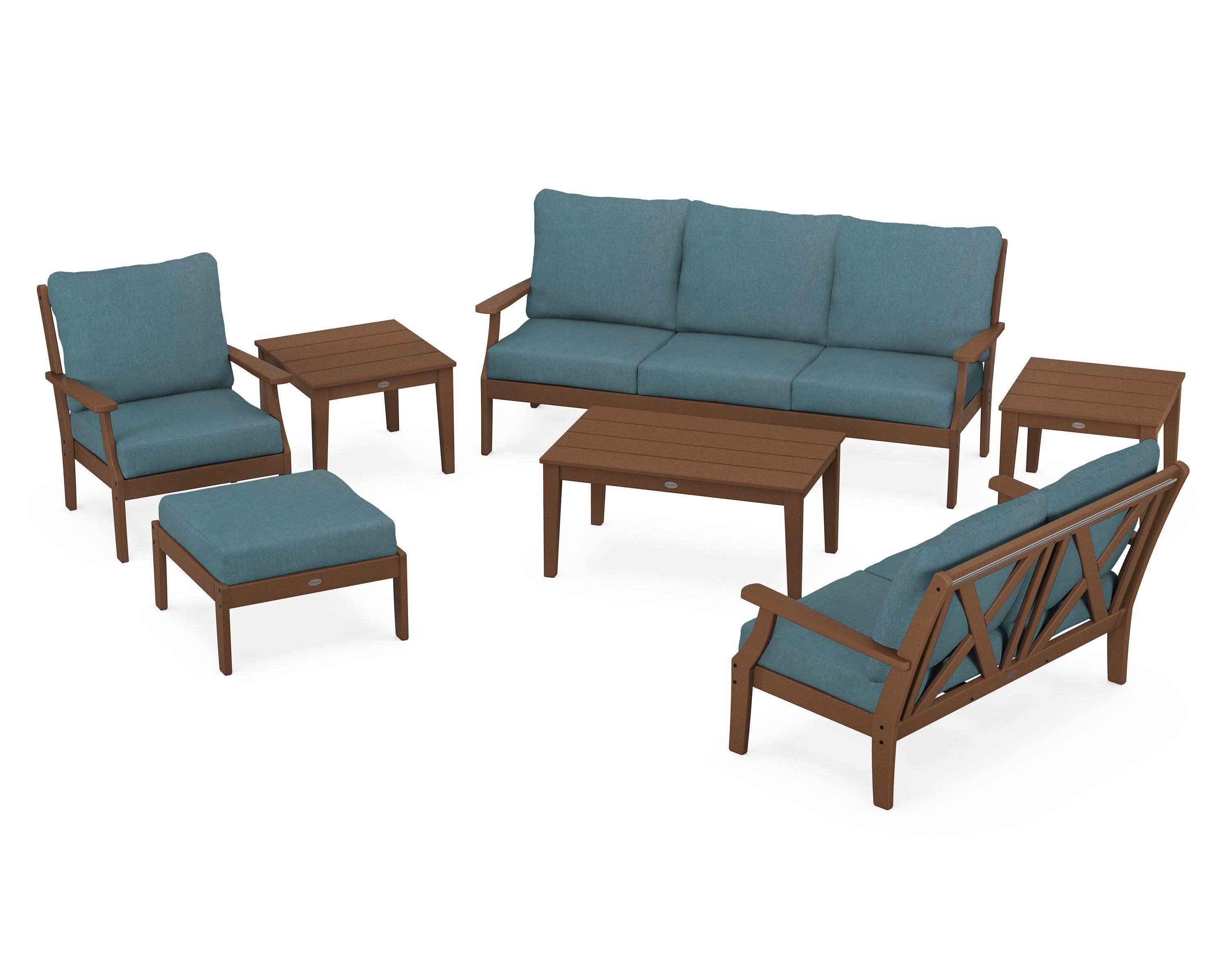 Braxton 7-Piece Deep Seating Set in Teak / Ocean Teal