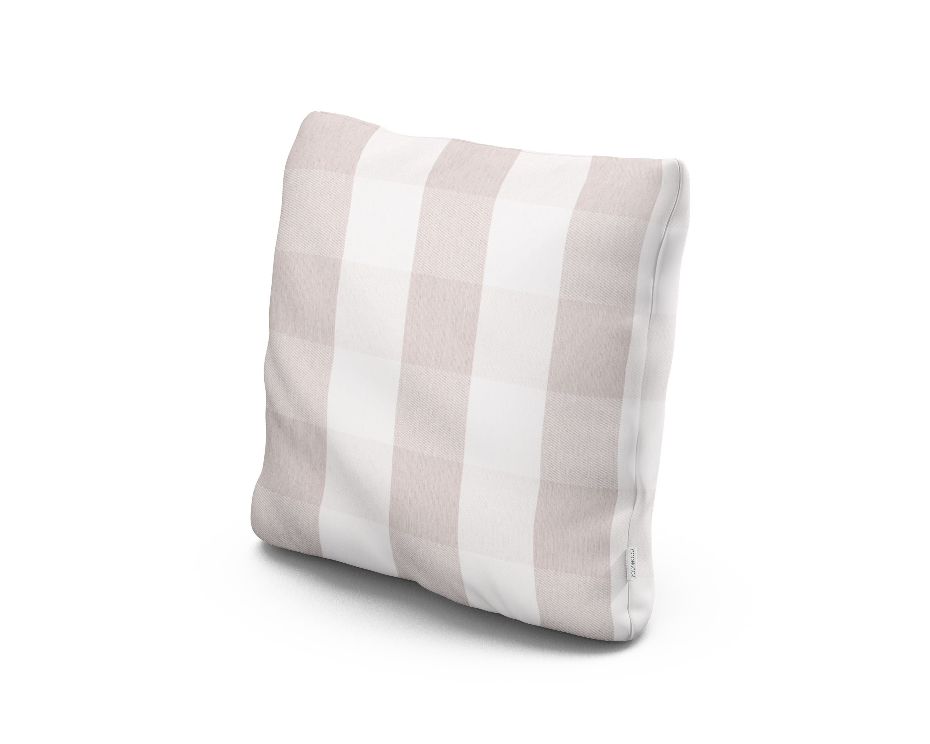 18" Outdoor Throw Pillow in Buffalo Plaid Dune Burlap