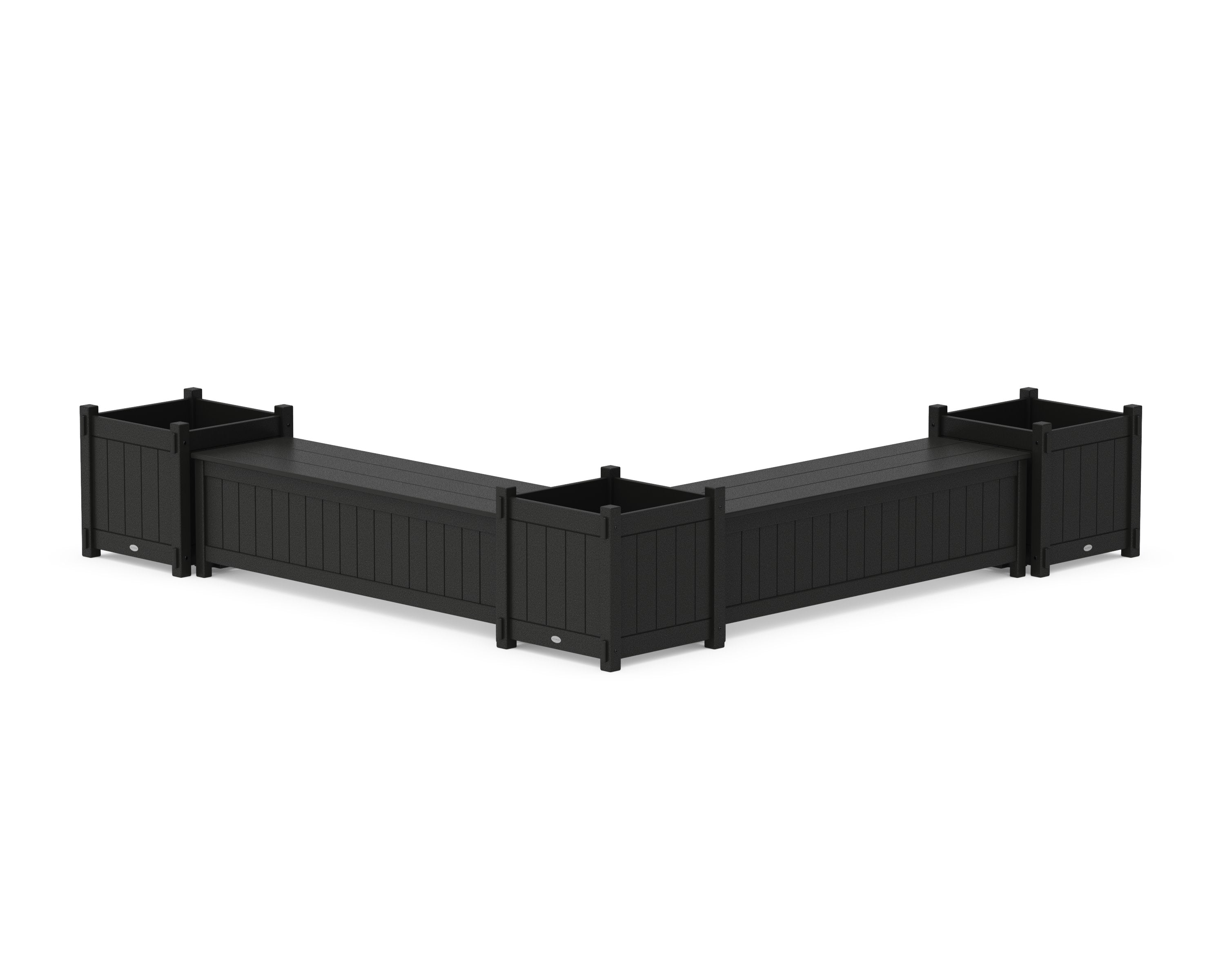 60" Vineyard L- Shaped Planter Storage Bench Corner Set- Large in Black