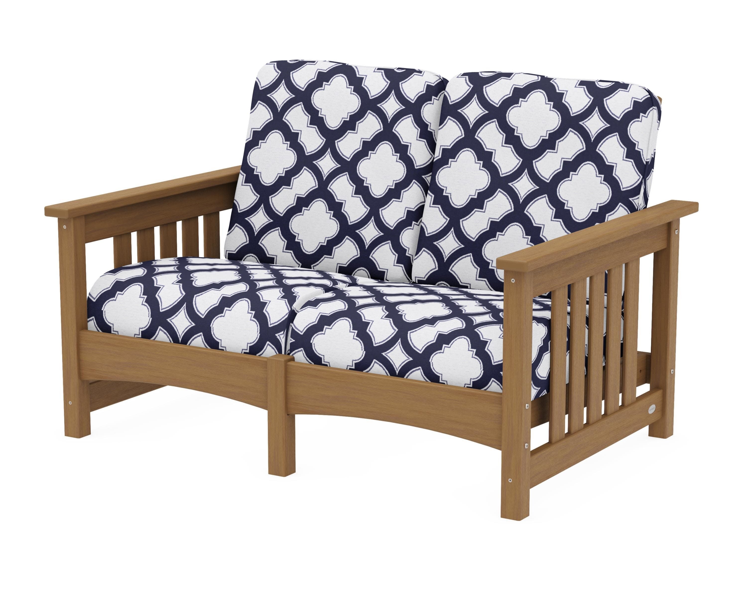 Club Mission Loveseat in Natural / Trellis Navy