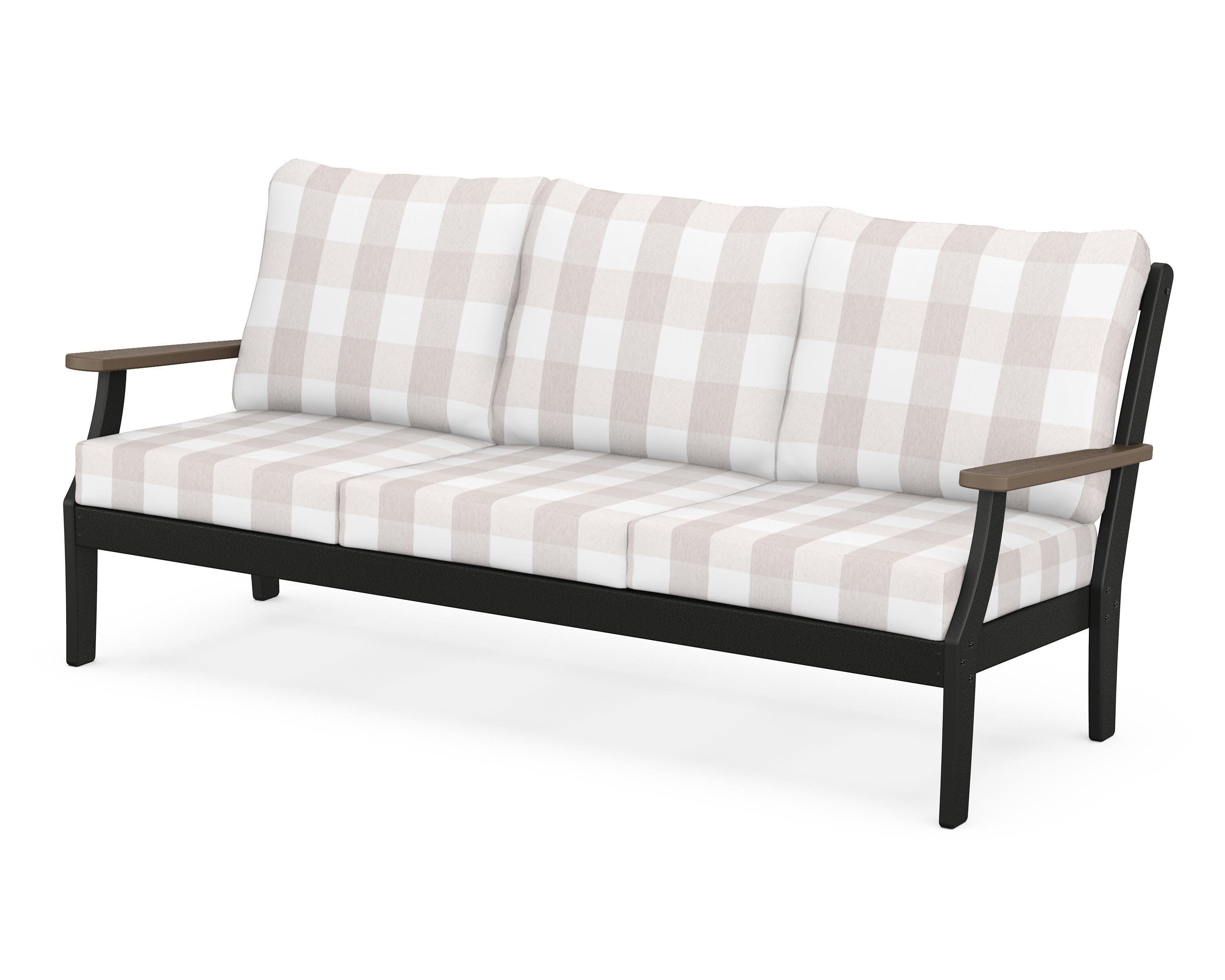 Braxton Deep Seating Sofa in Black / Kona / Buffalo Plaid Dune Burlap