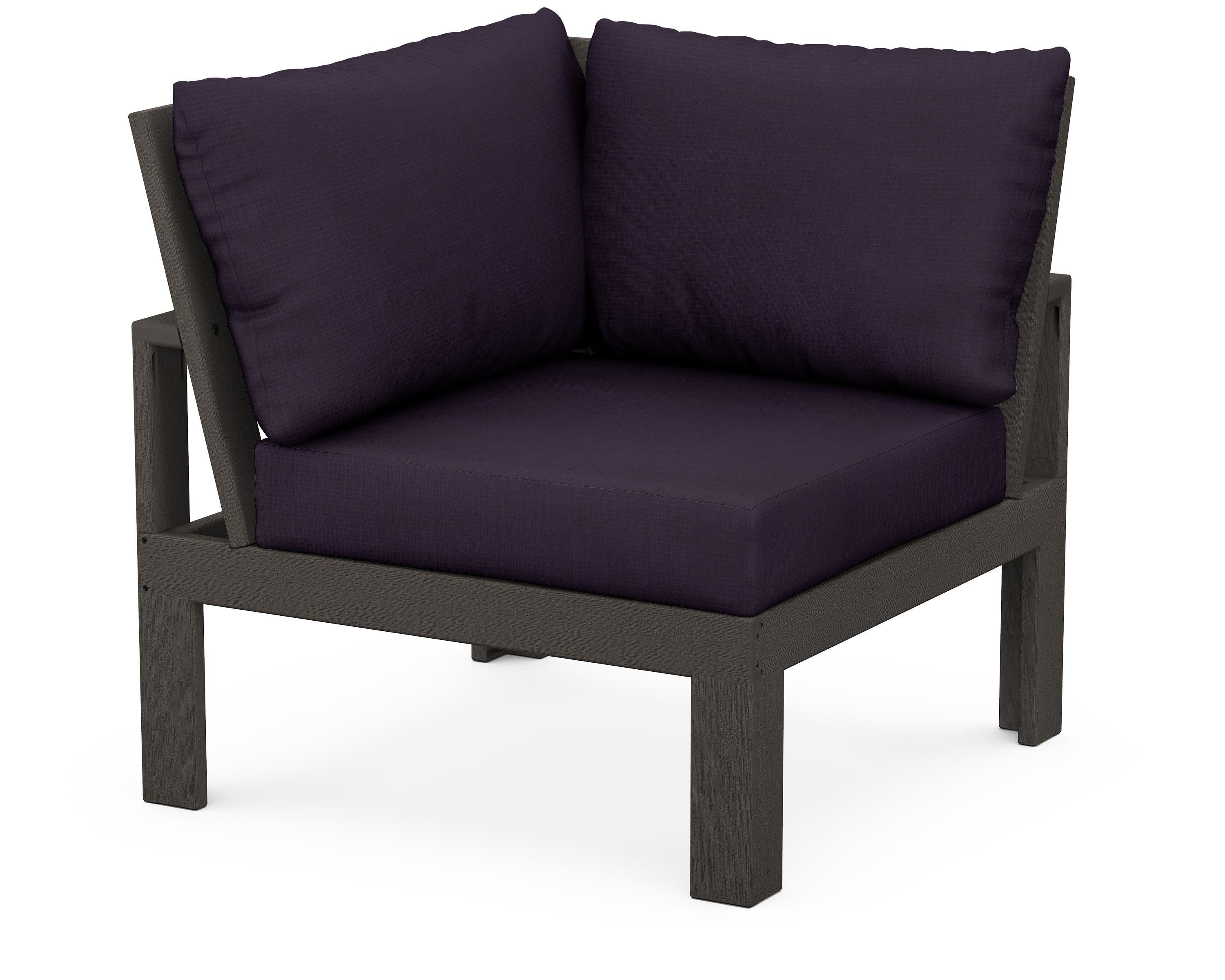 Modular Corner Chair in Vintage Coffee / Navy Linen