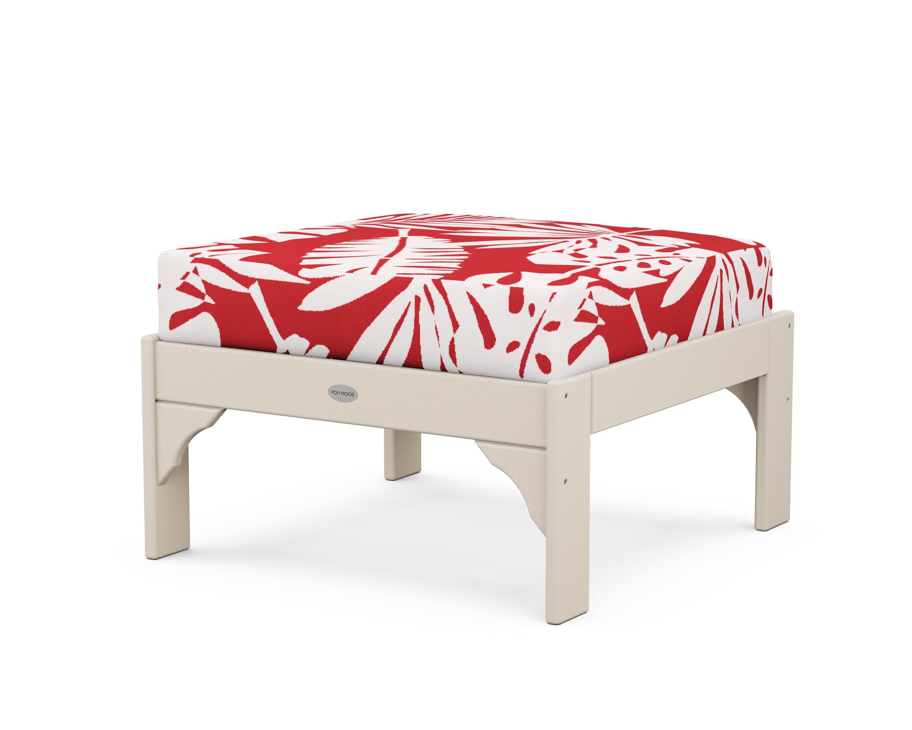 Vineyard Deep Seating Ottoman in Sand / Leaf Crimson