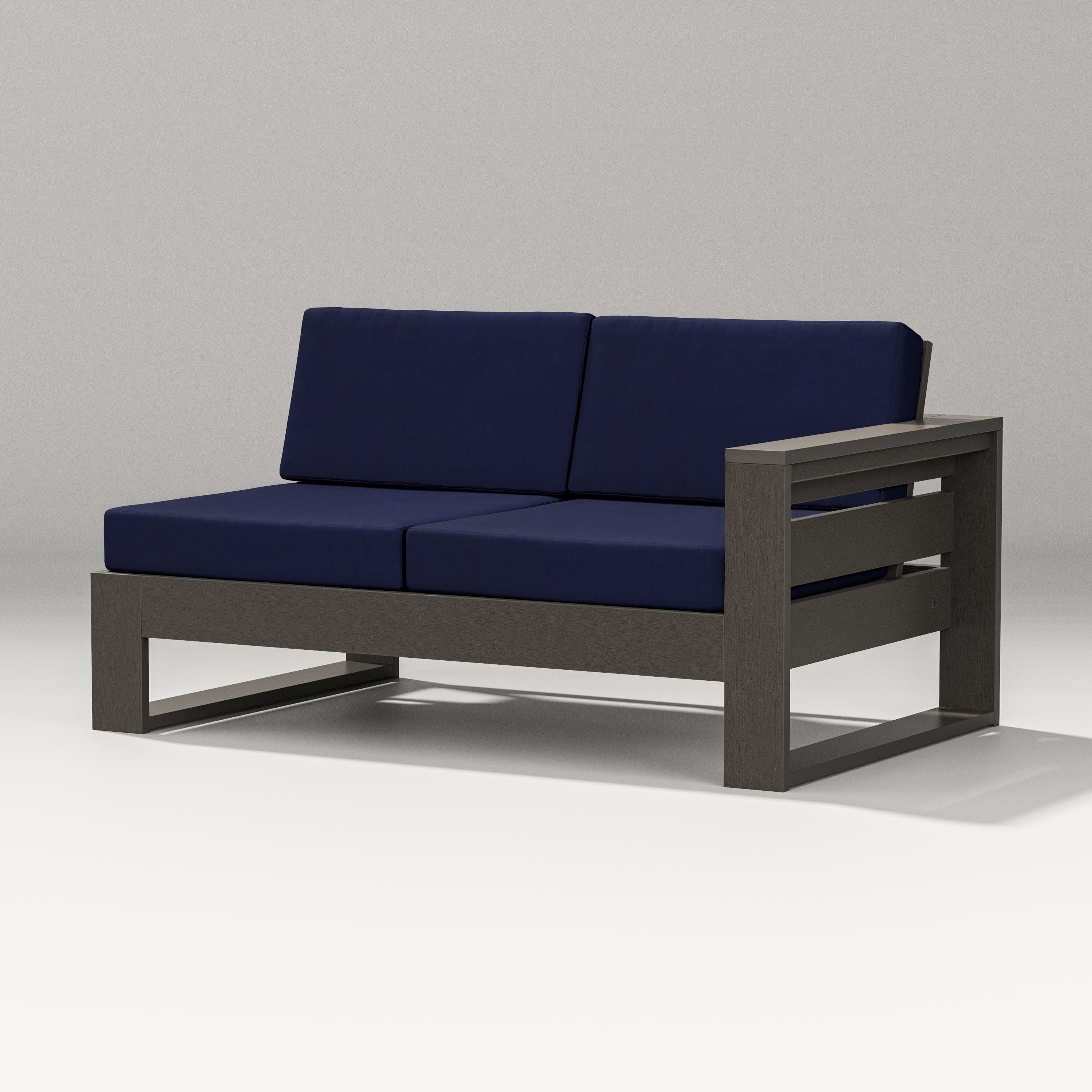 Latitude Modular Right Arm Loveseat in Vintage Coffee / Navy