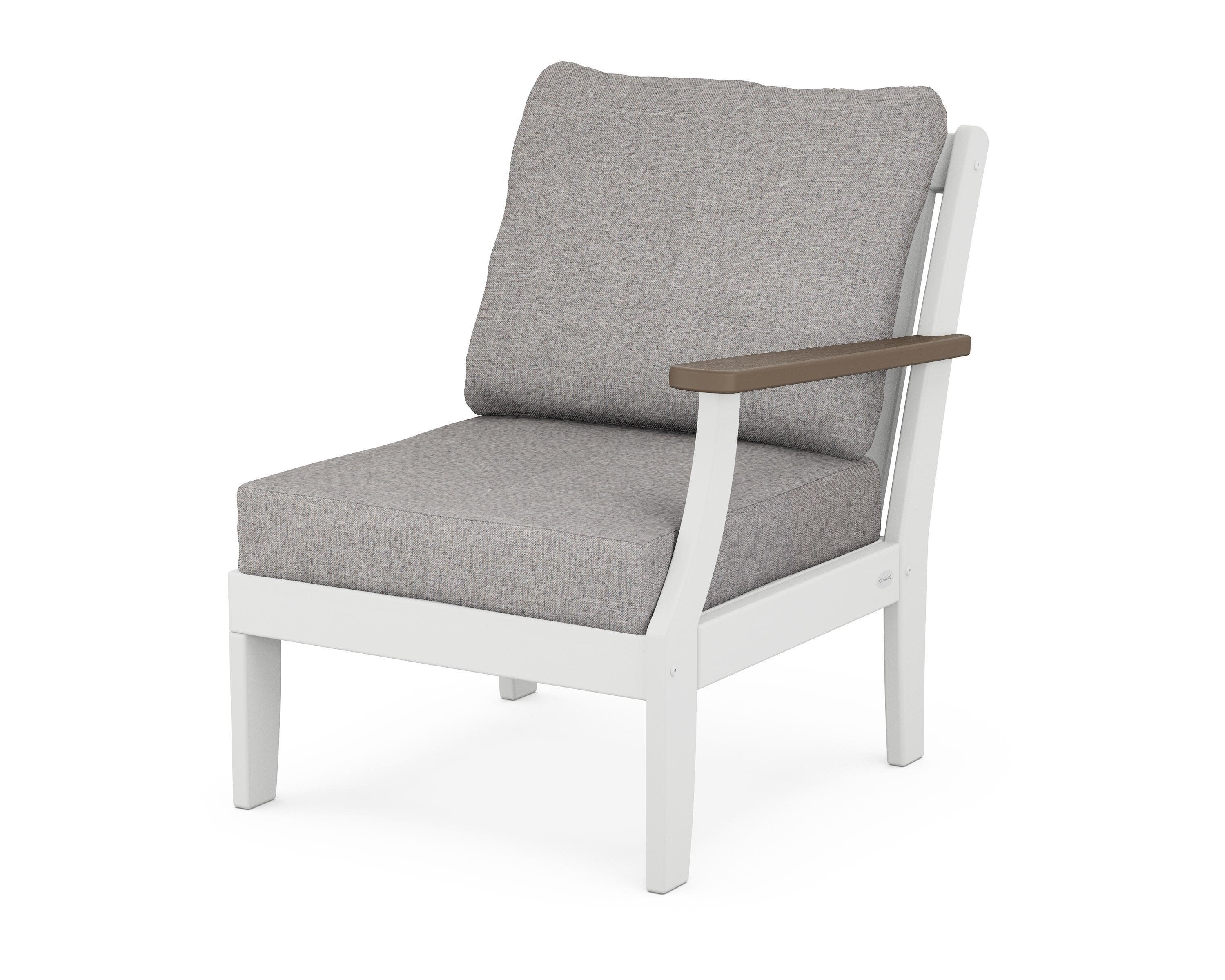 Braxton Modular Right Arm Chair in White / Kona / Grey Mist