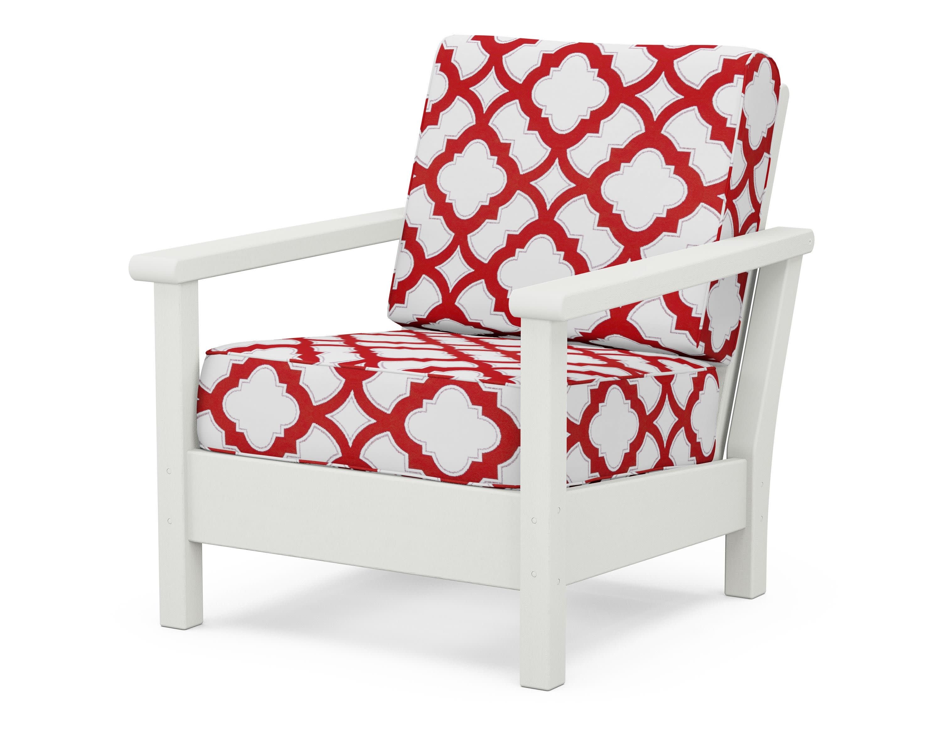 Harbour Deep Seating Chair in Vintage White / Trellis Crimson
