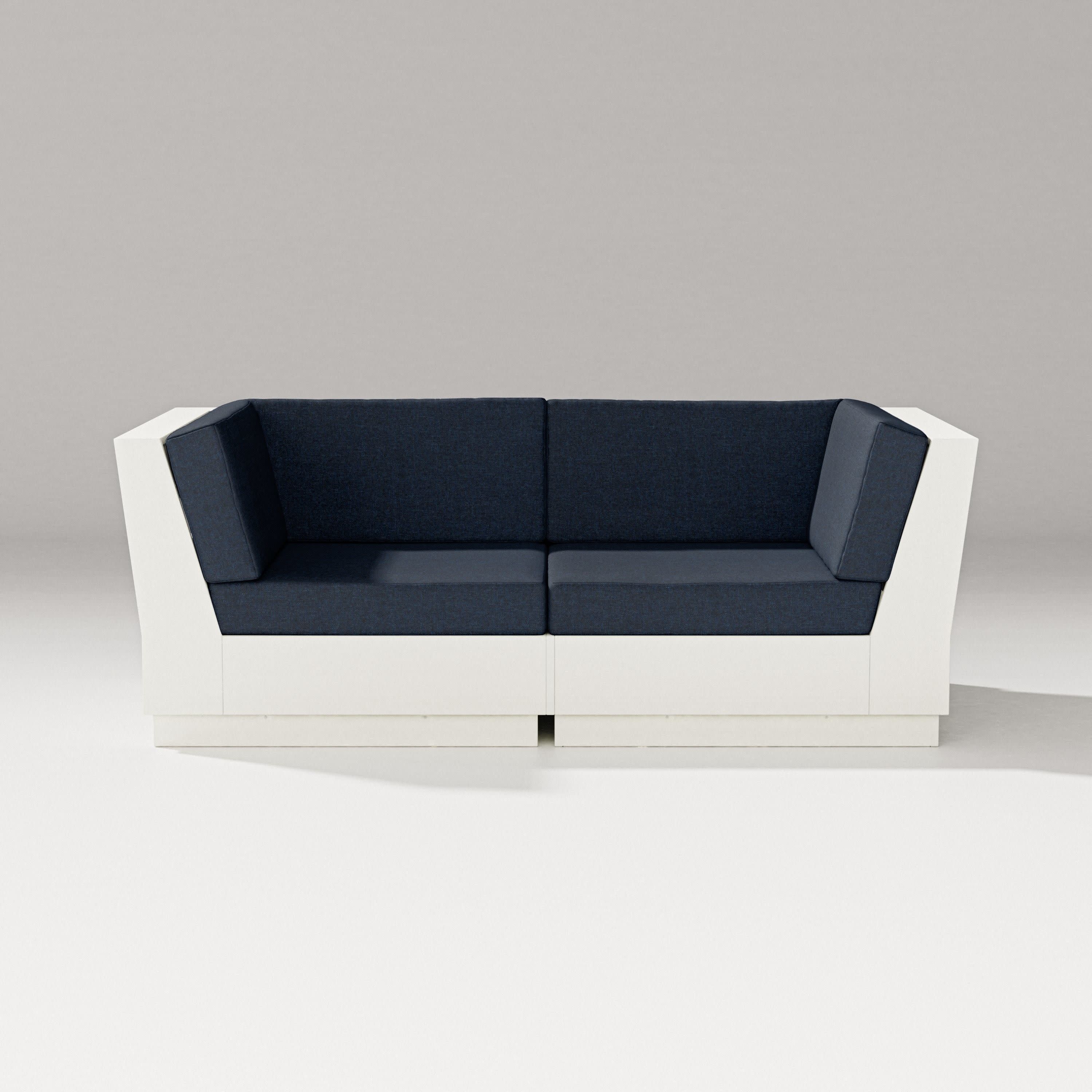 Elevate Loveseat Sectional in Vintage White / Marine Indigo
