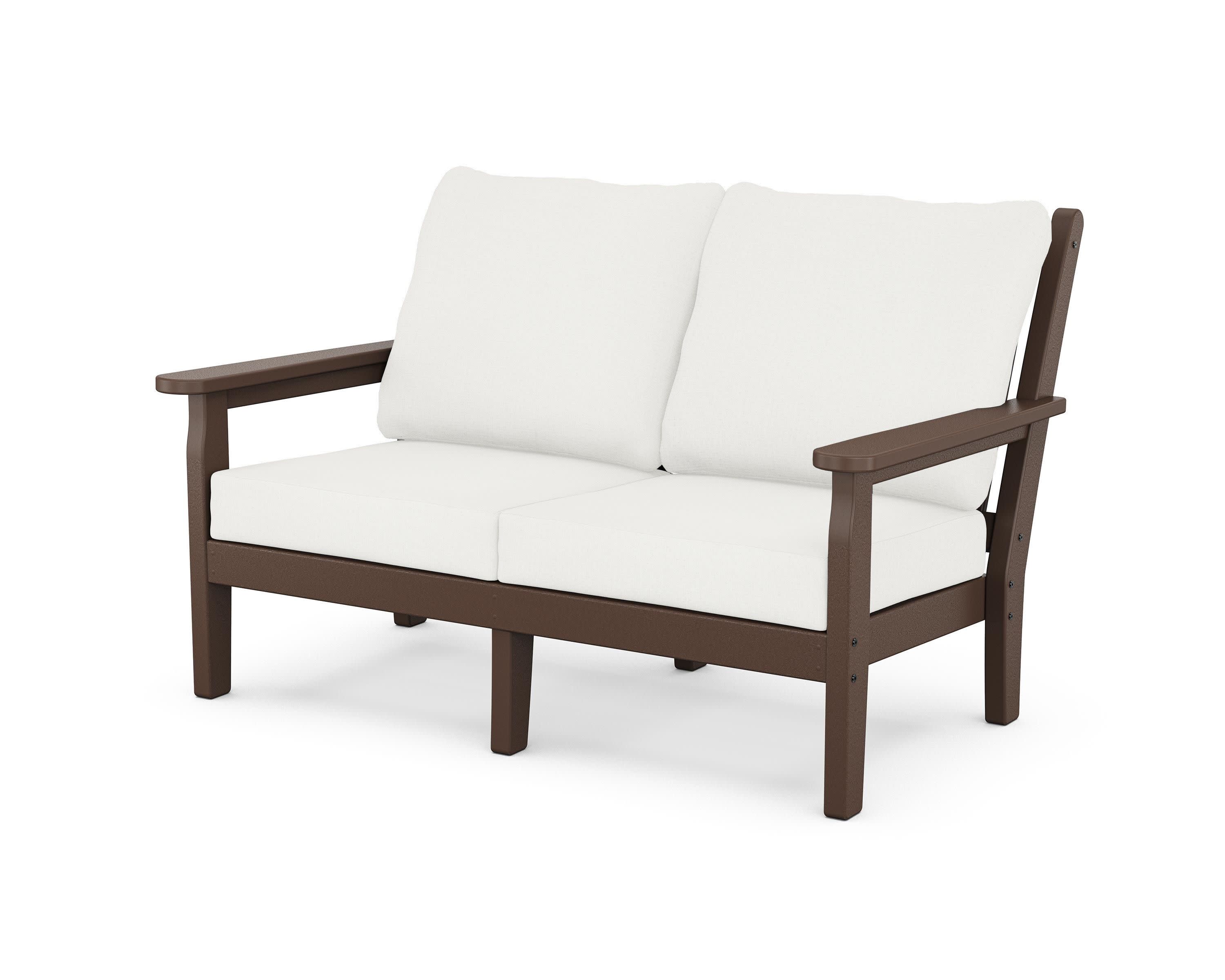 Chippendale Deep Seating Loveseat in Mahogany / Natural Linen