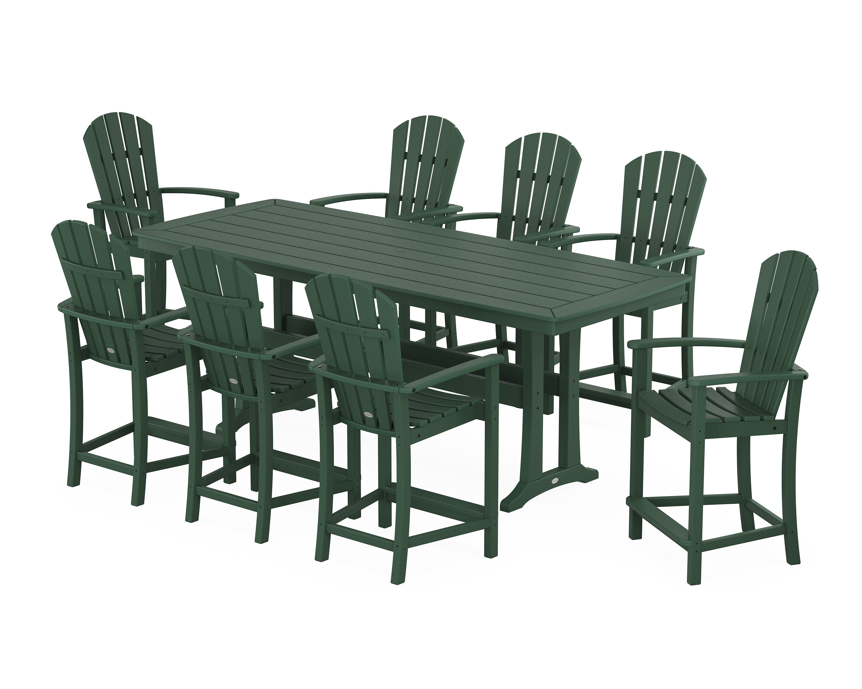 Palm Coast 9-Piece Counter Set with Trestle Legs in Green
