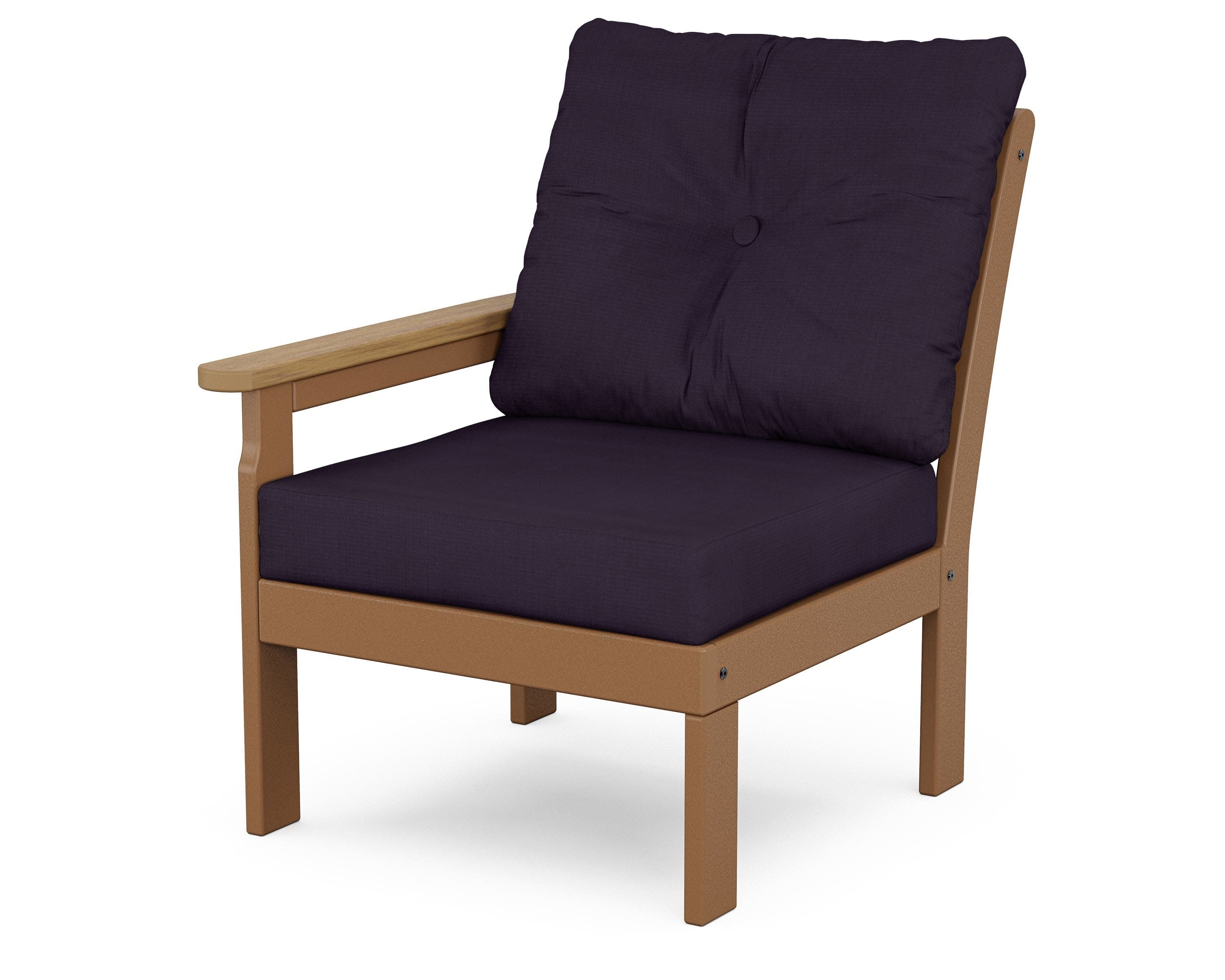 Vineyard Modular Left Arm Chair in Teak / Natural / Navy Linen