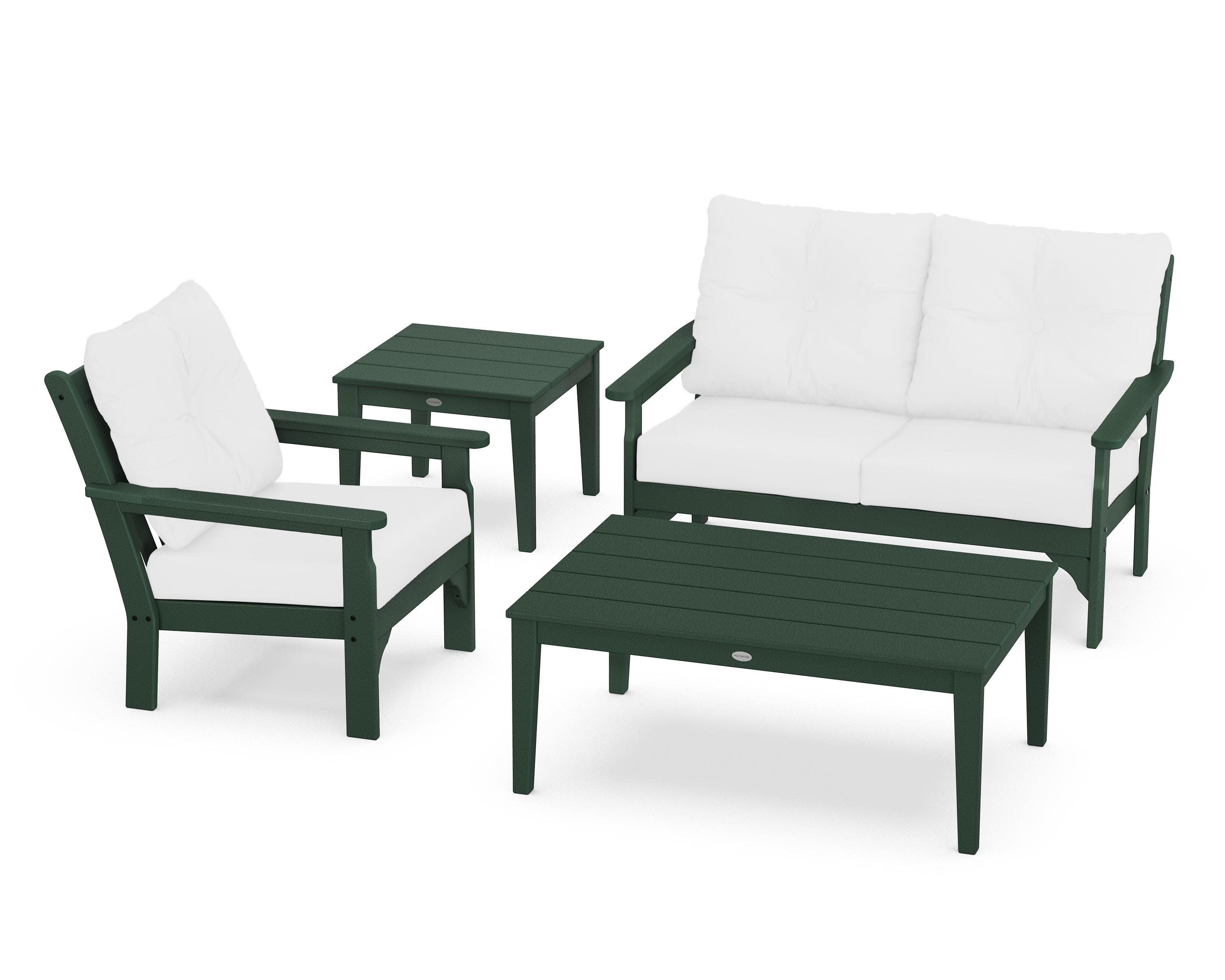 Vineyard 4-Piece Deep Seating Set in Green / Natural