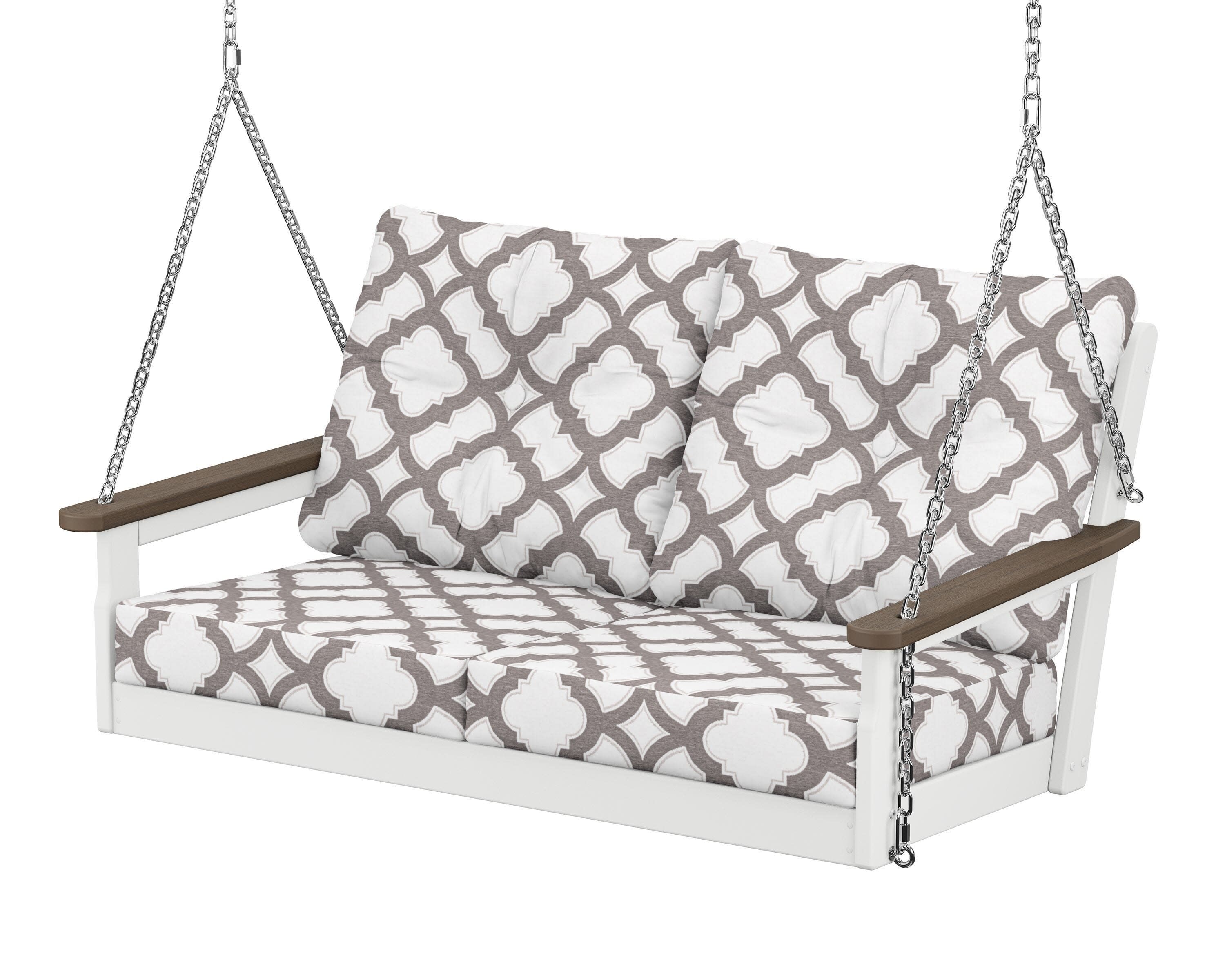 Vineyard Deep Seating Swing in White / Kona / Trellis Grey Mist
