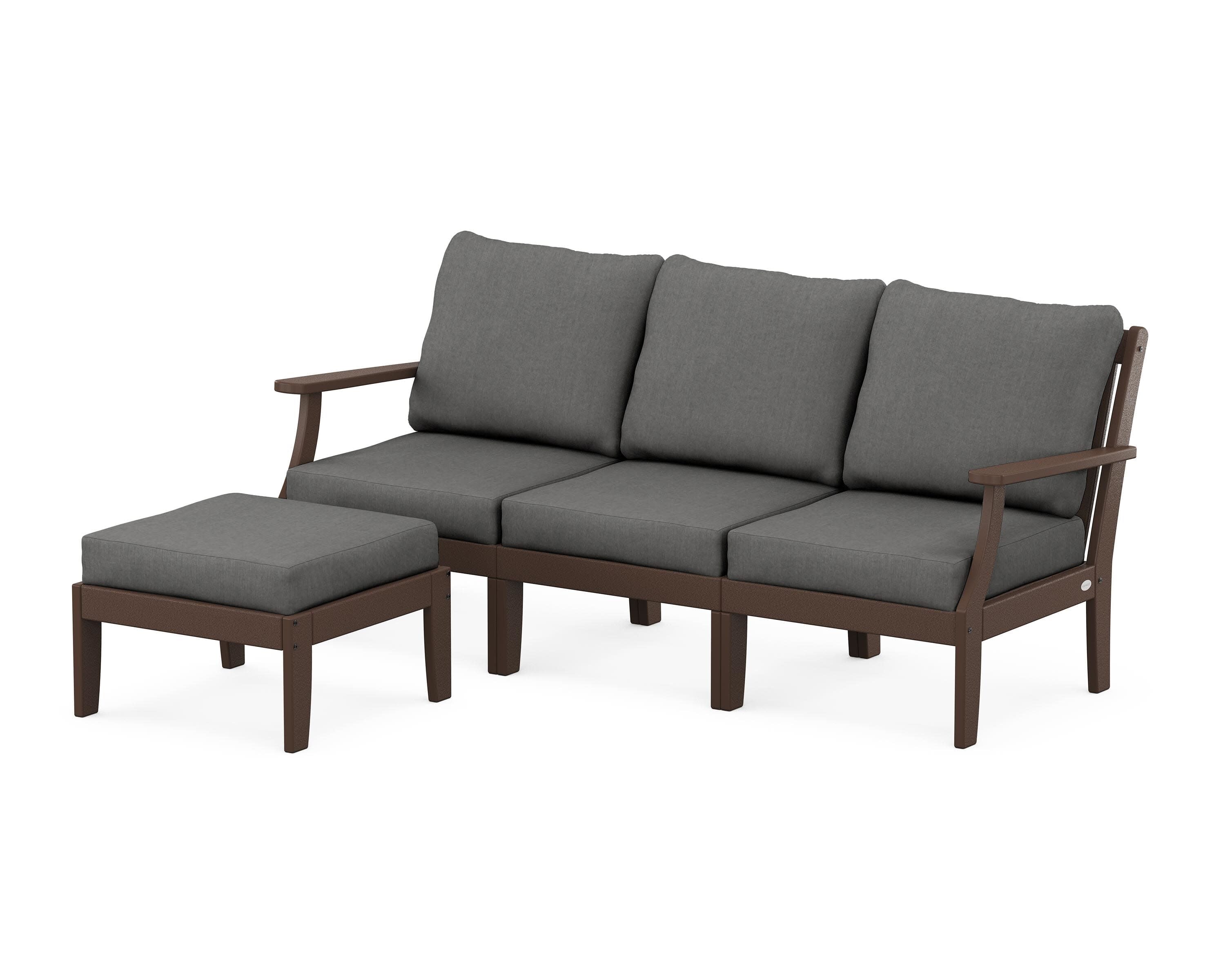 Braxton Modular 4-Piece Deep Seating Set with Ottoman in Mahogany / Spectrum Carbon