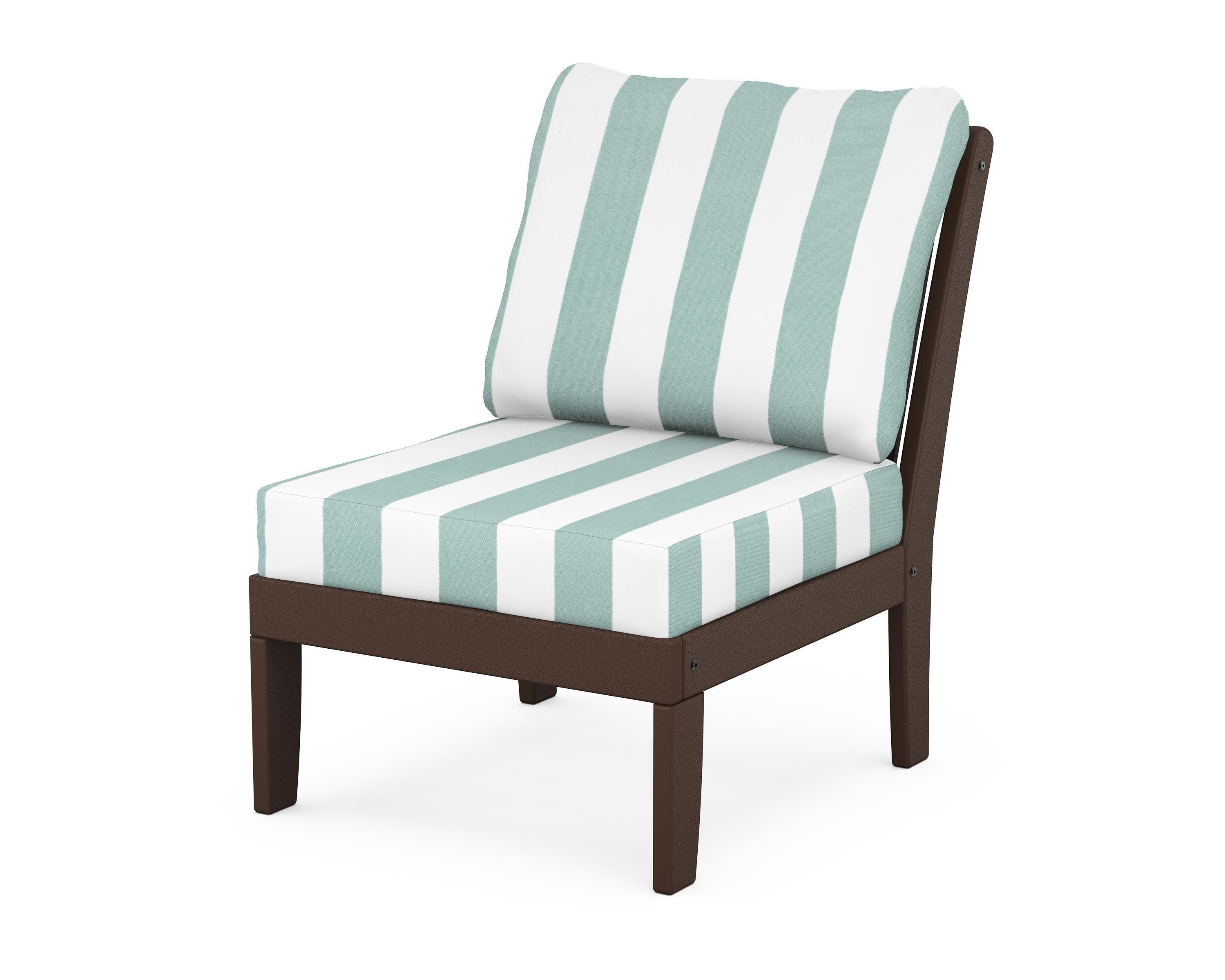 Braxton Modular Armless Chair in Mahogany / Cabana Stripe Glacier Spa