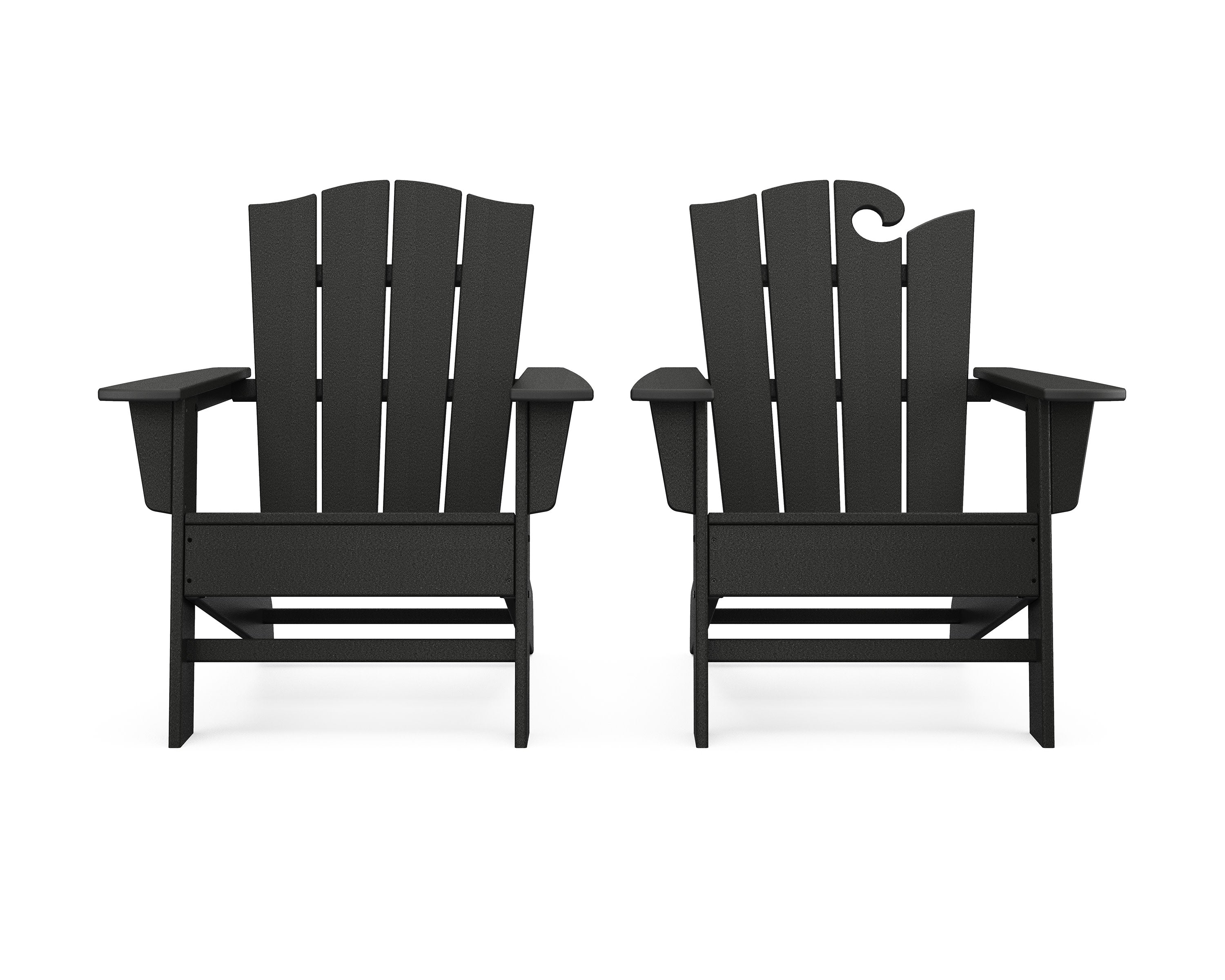 Wave 2-Piece Adirondack Chair Set with The Crest Chair in Black