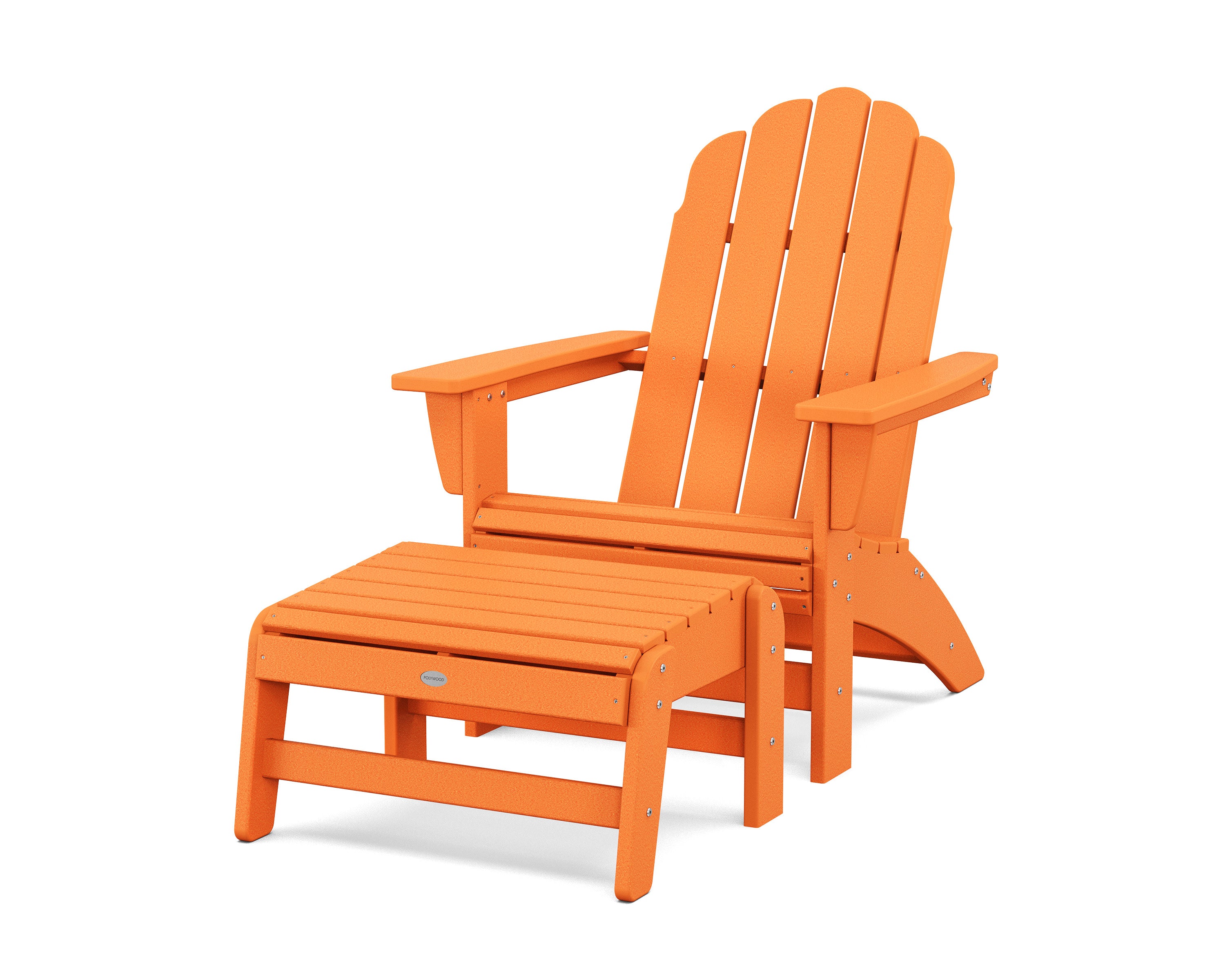 Vineyard Grand Adirondack Chair with Ottoman in Tangerine