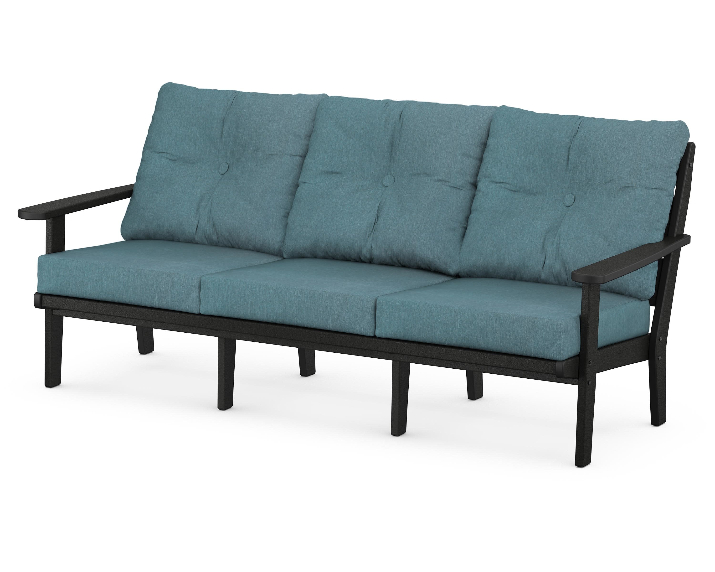 Lakeside Deep Seating Sofa in Black / Ocean Teal