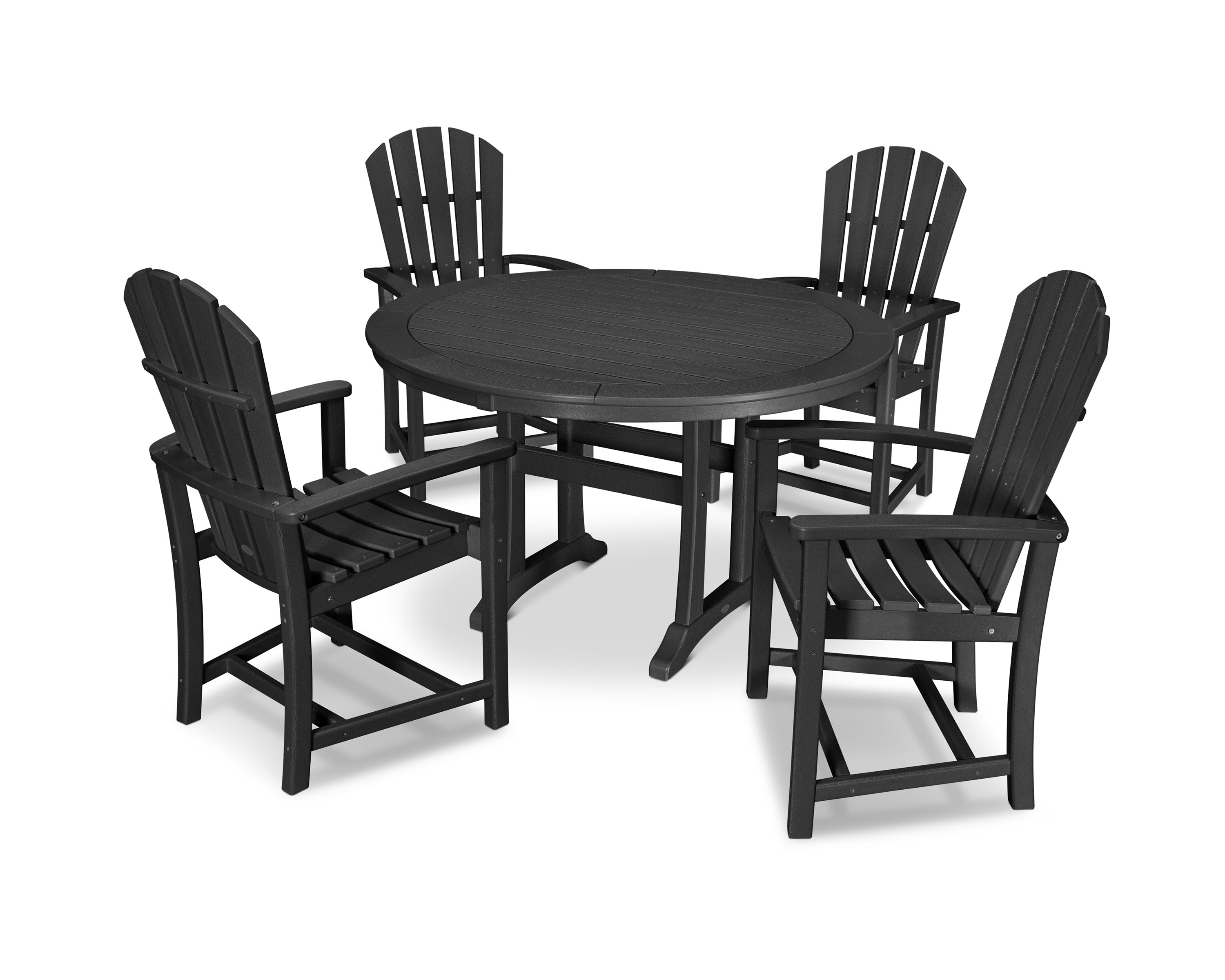 Palm Coast 5-Piece Round Dining Set in Black