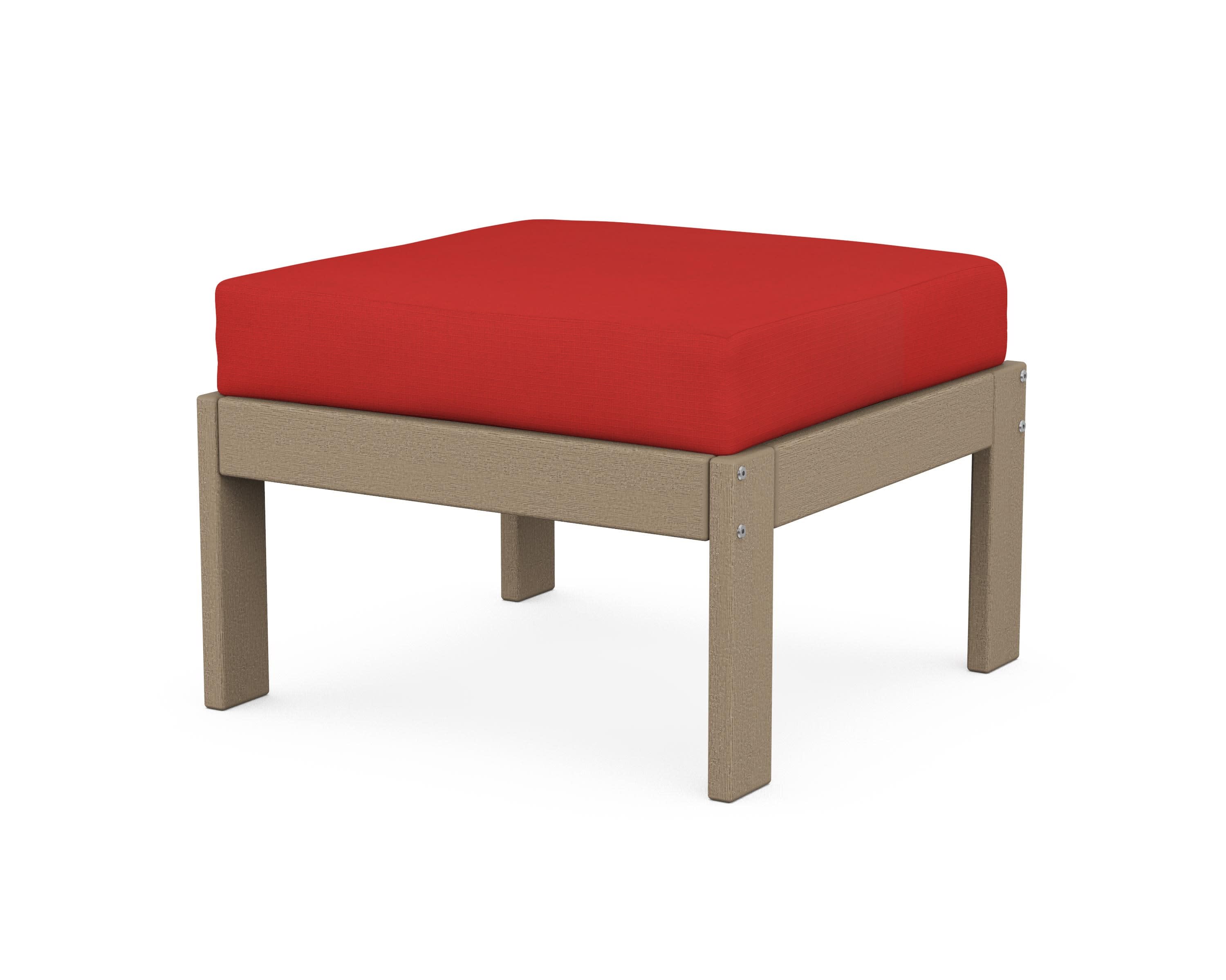 Vineyard Modular Ottoman in Vintage Sahara / Crimson Linen
