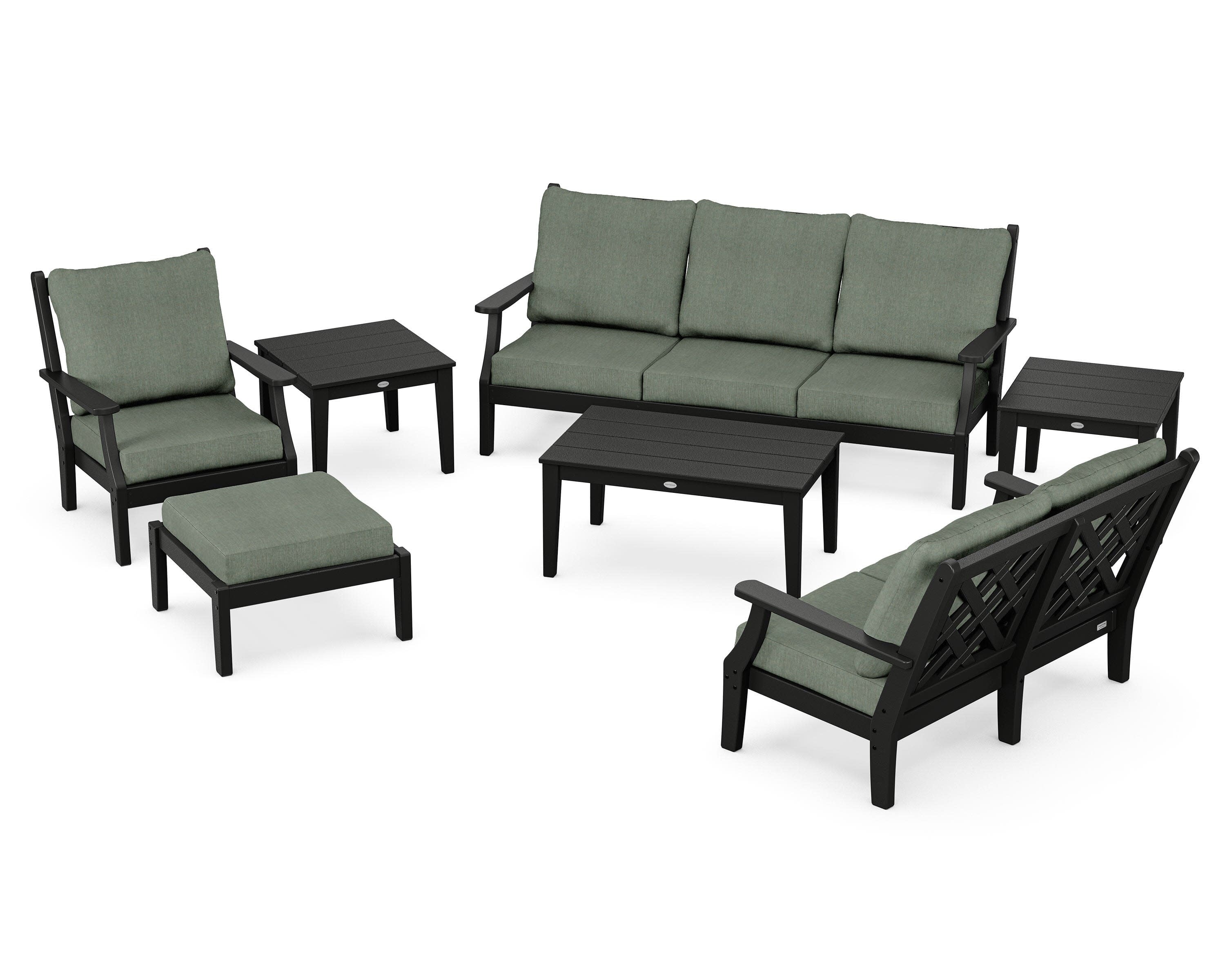 Wovendale 7-Piece Deep Seating Set in Black / Cast Sage