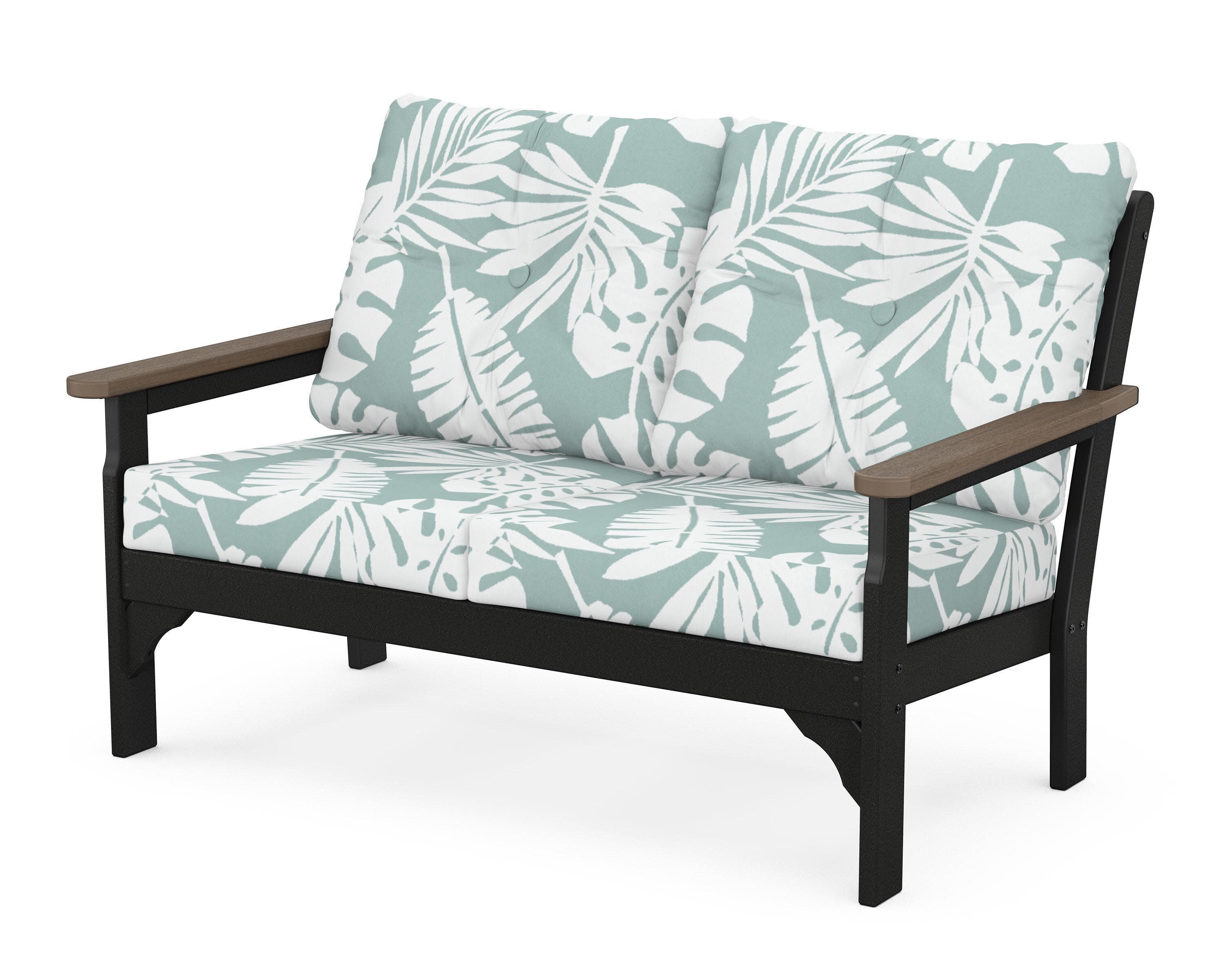 Vineyard Deep Seating Loveseat in Black / Kona / Leaf Glacier Spa