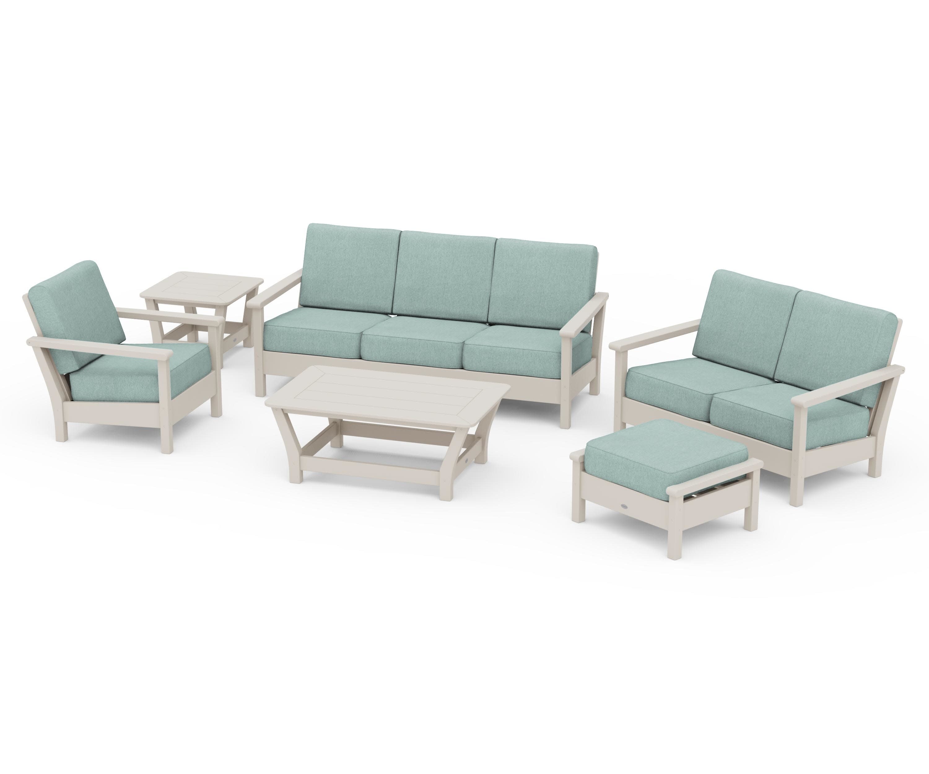 Harbour 6-Piece Outdoor Living Set in Sand / Glacier Spa