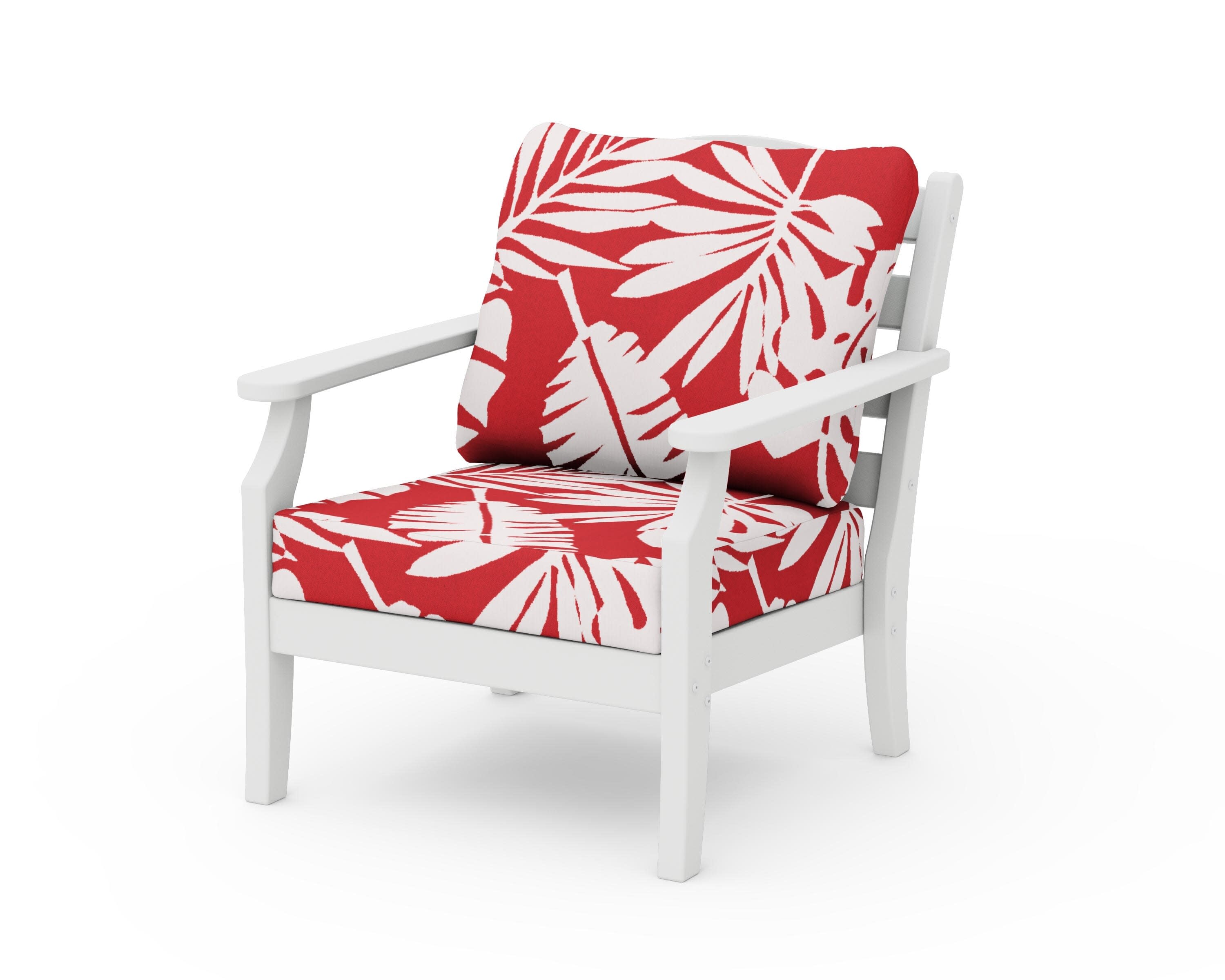 Savannah Deep Seating Chair in White / Leaf Crimson