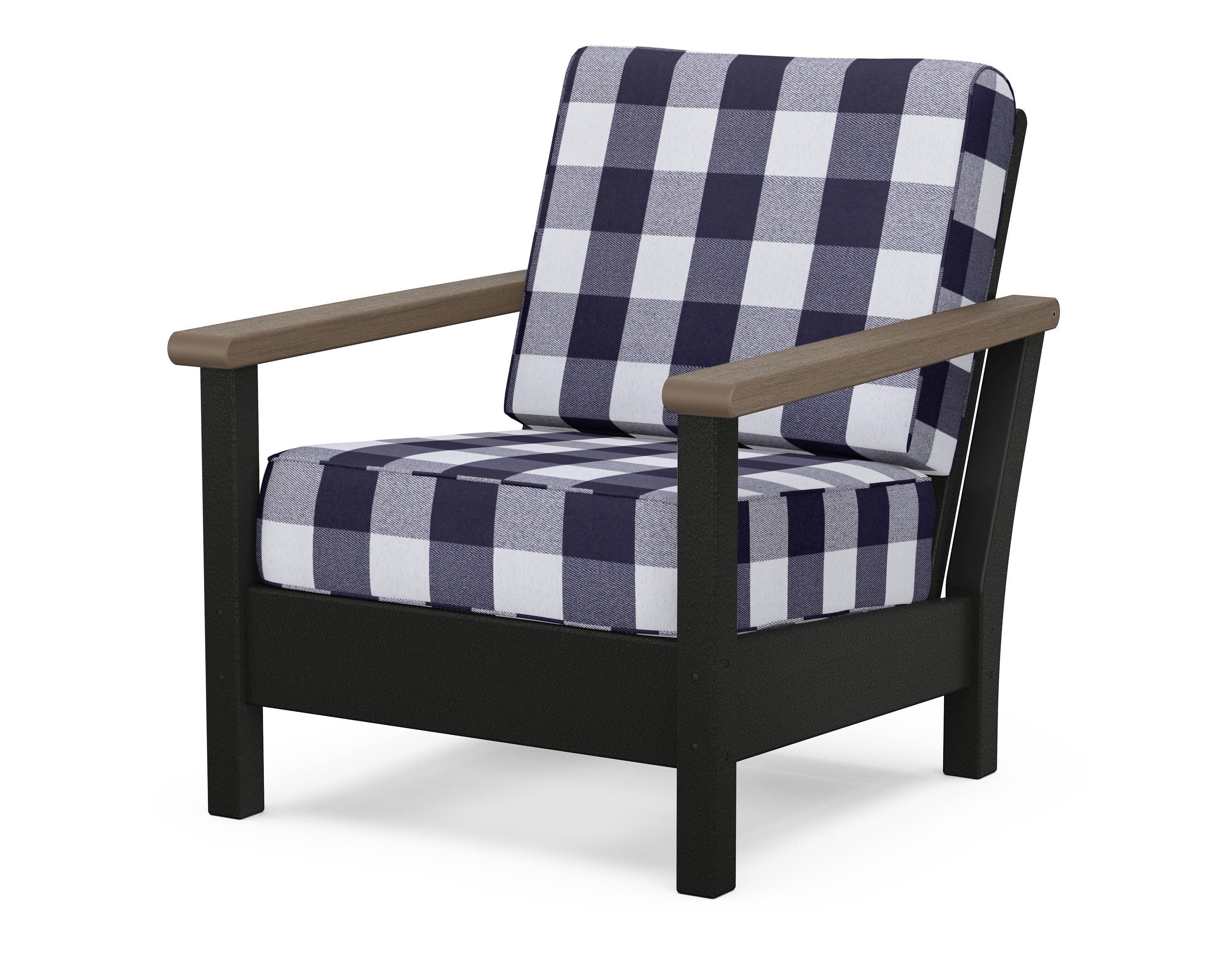 Harbour Deep Seating Chair in Black / Kona / Buffalo Plaid Navy