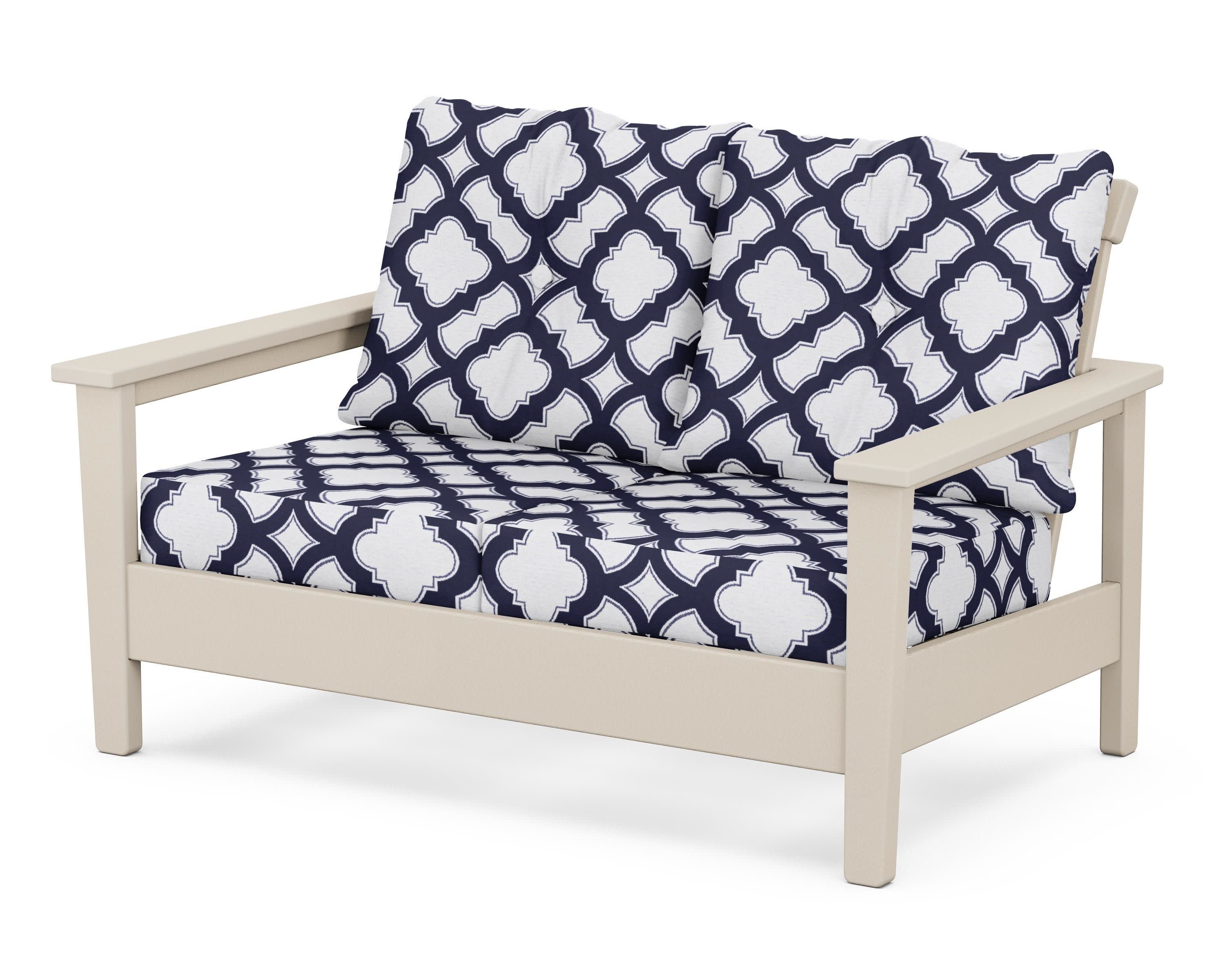 Prescott Deep Seating Loveseat in Sand / Trellis Navy