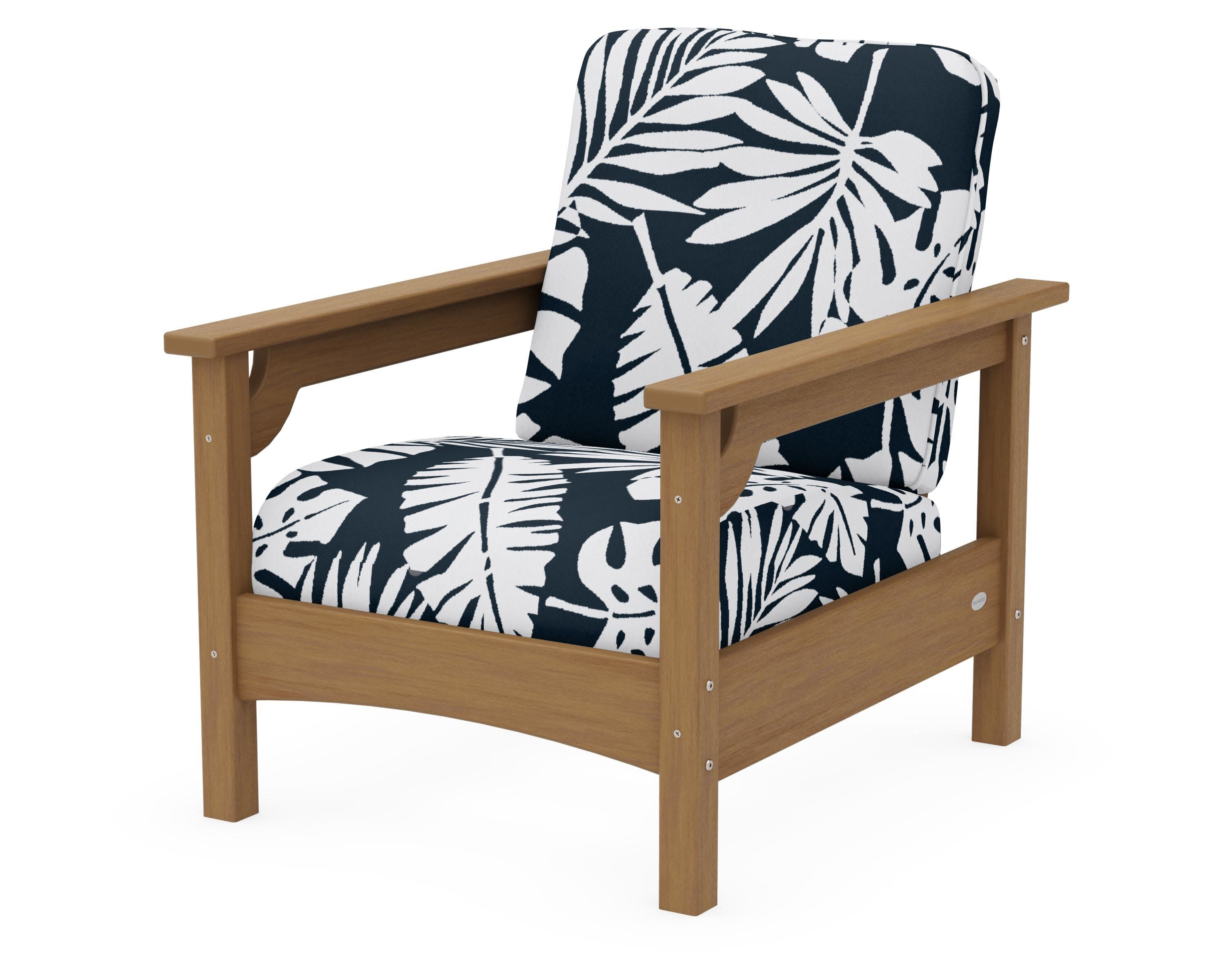 Club Chair in Natural / Leaf Marine Indigo
