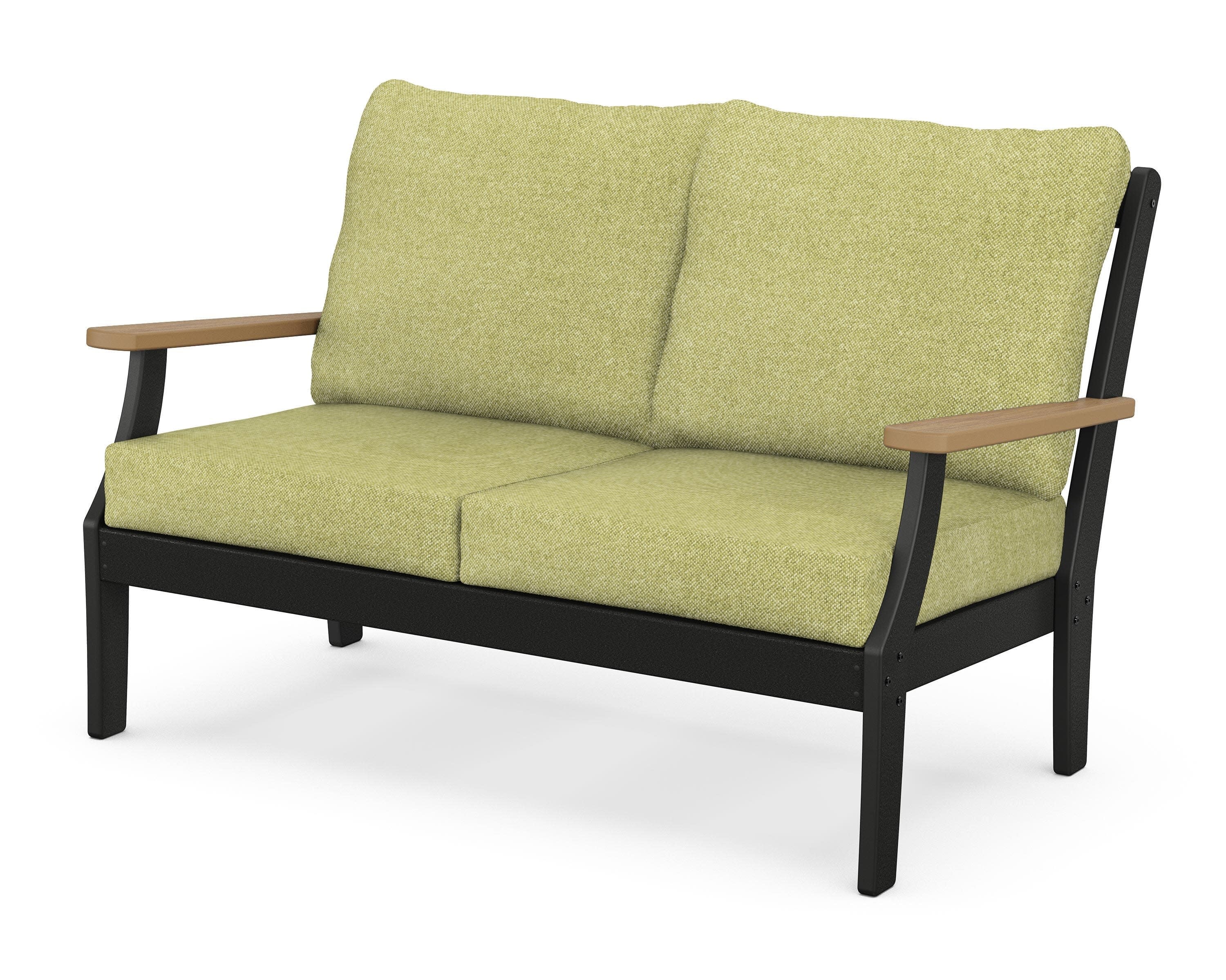 Braxton Deep Seating Loveseat in Black / Natural / Chartreuse Boucle