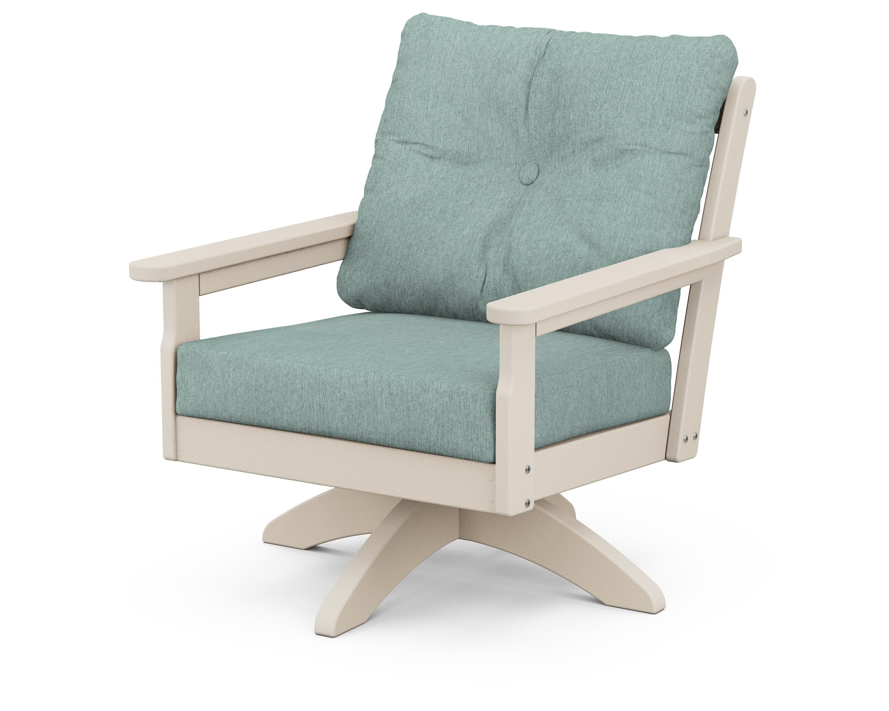 Vineyard Deep Seating Swivel Chair in Sand / Glacier Spa