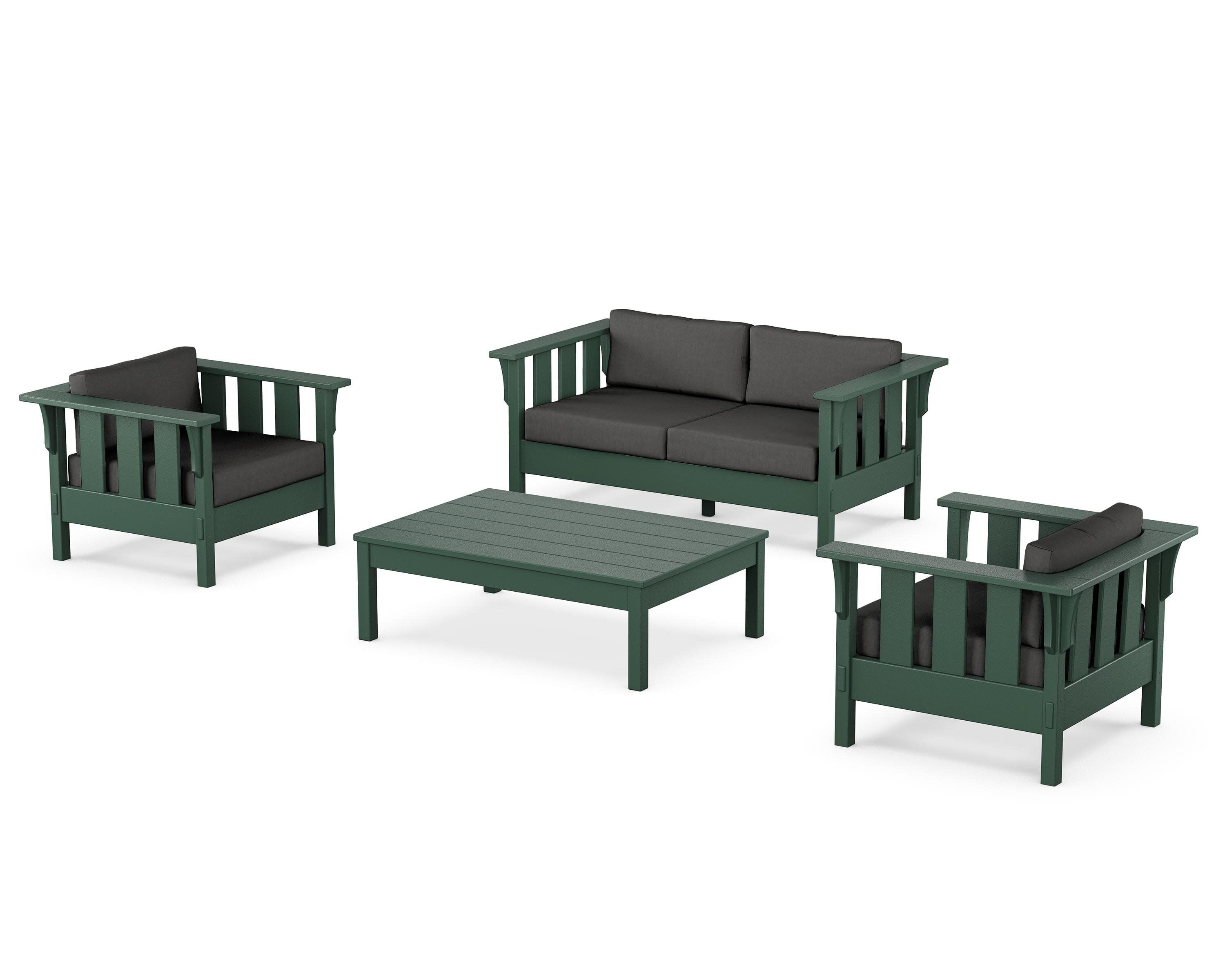 Acadia 4-Piece Deep Seating Set with Loveseat in Green / Spectrum Carbon