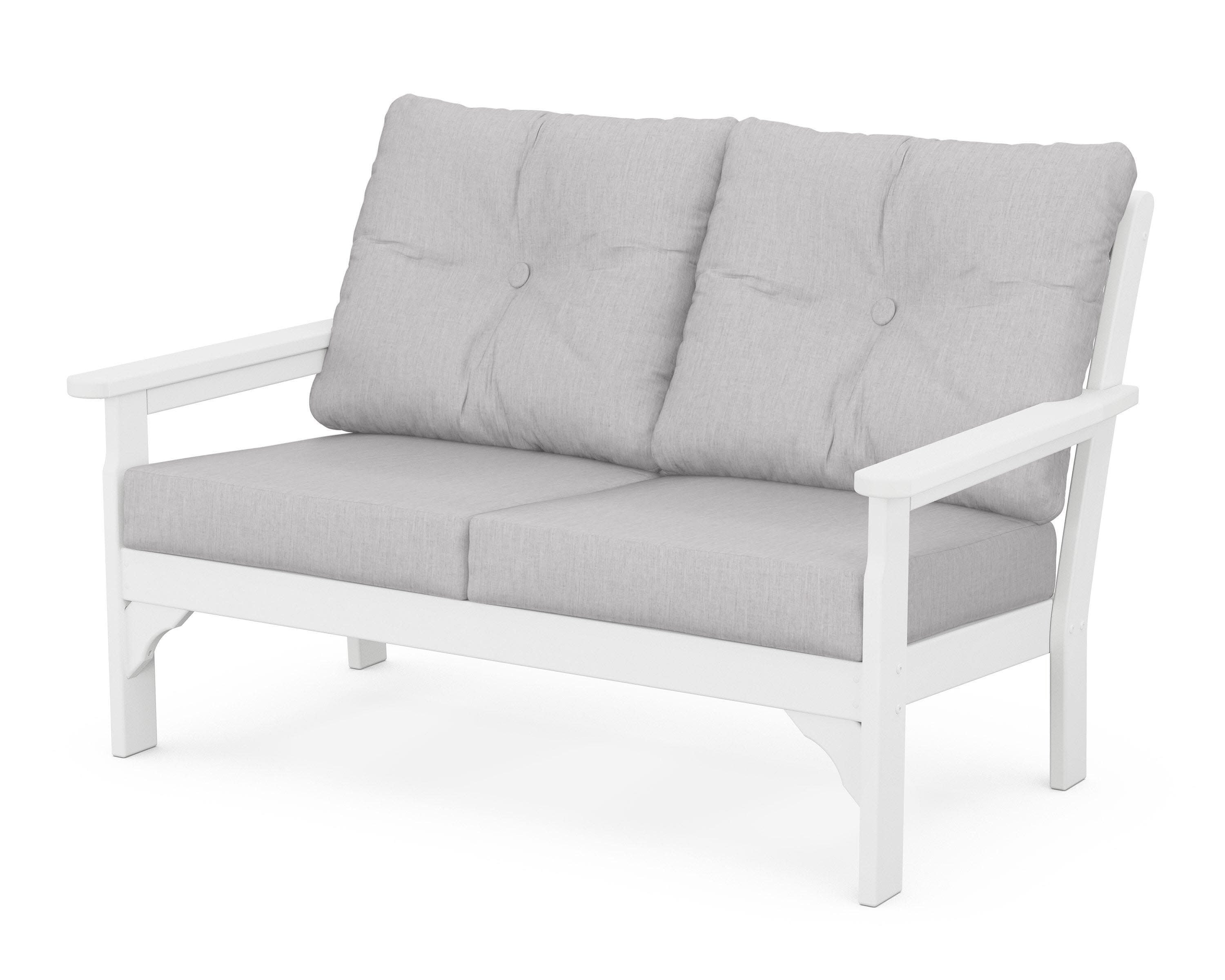 Vineyard Deep Seating Loveseat in White / Granite