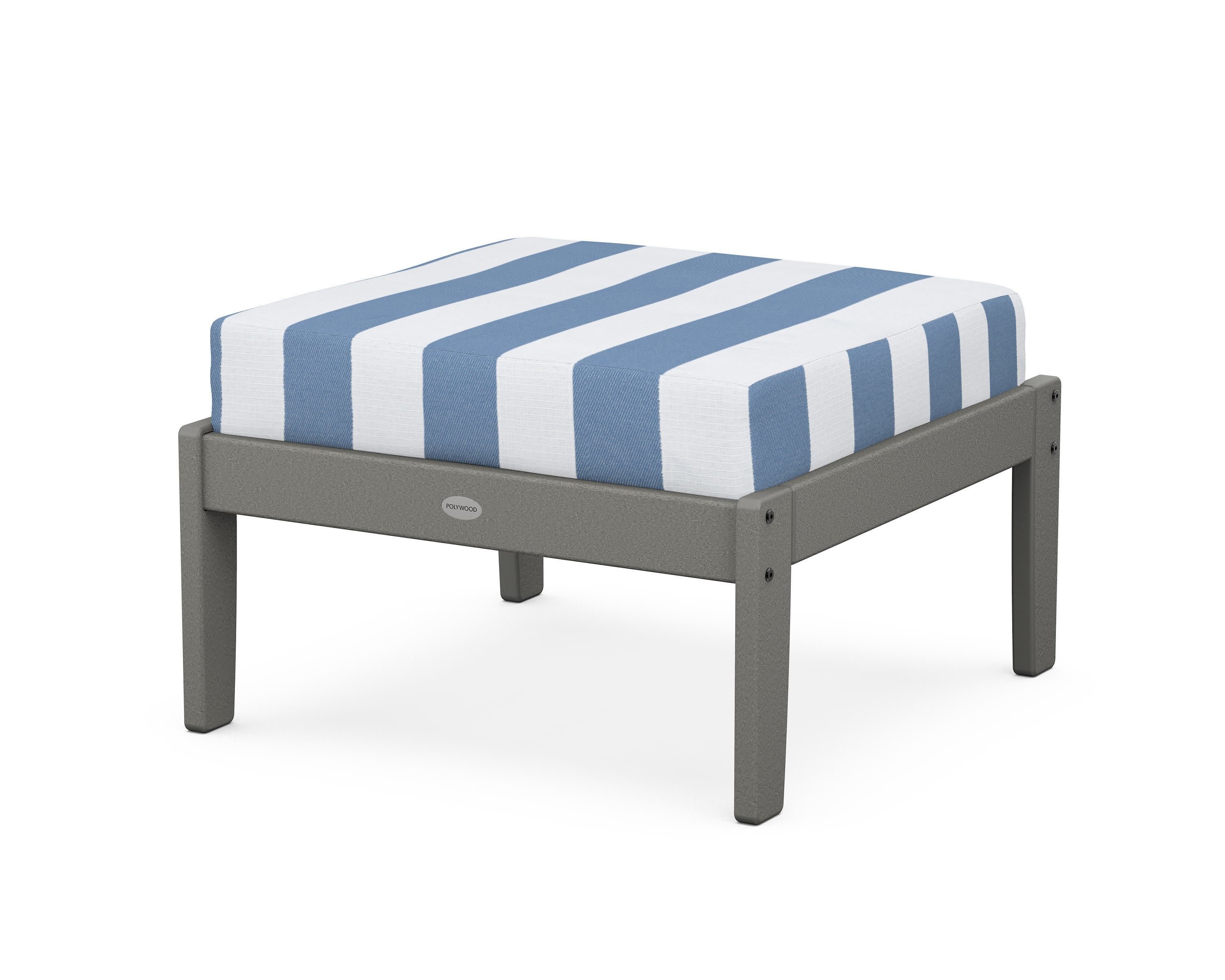 Braxton Deep Seating Ottoman in Slate Grey / Cabana Stripe Sky Blue
