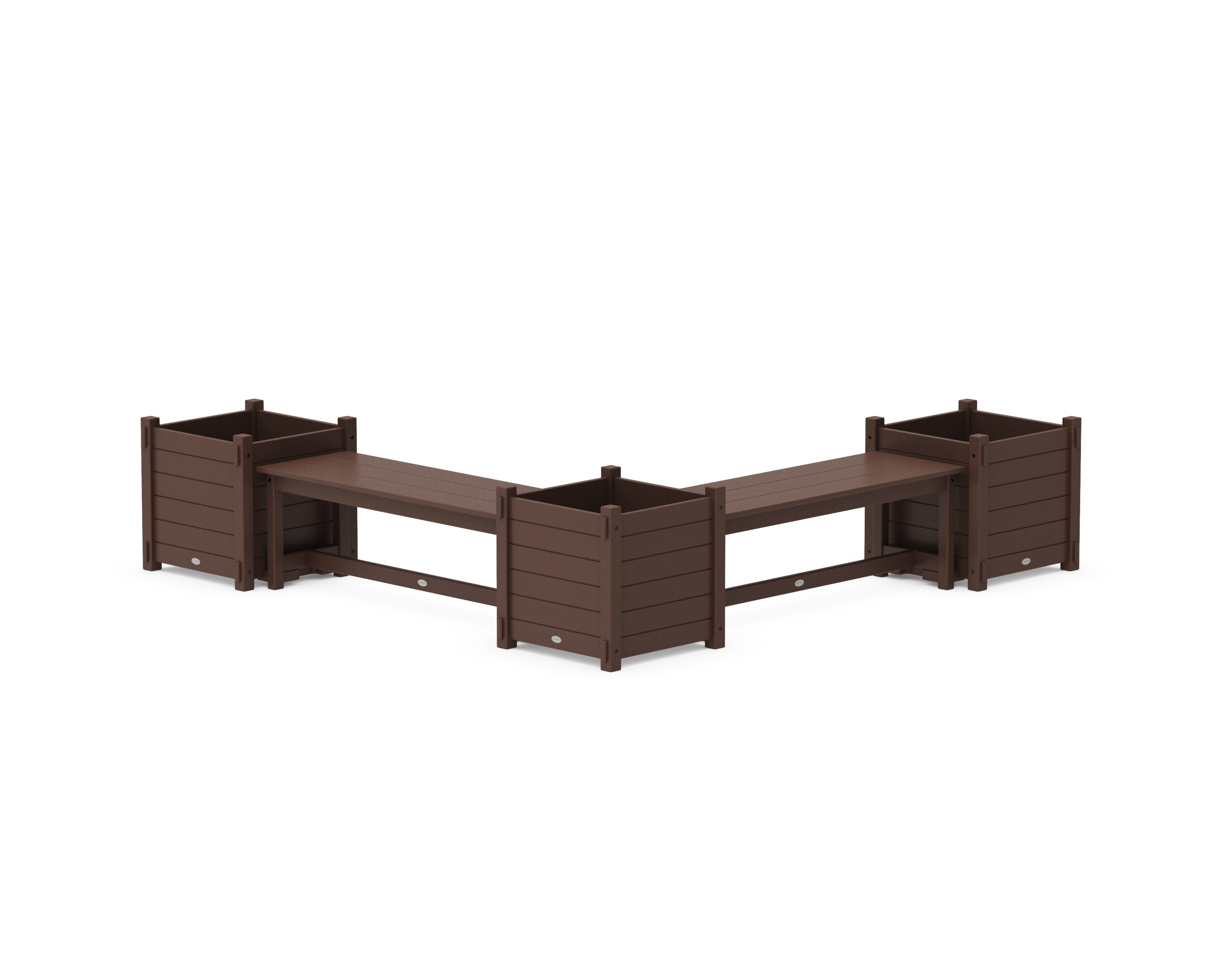 48" Nautical L- Shaped Planter Bench Corner Set - Large in Mahogany