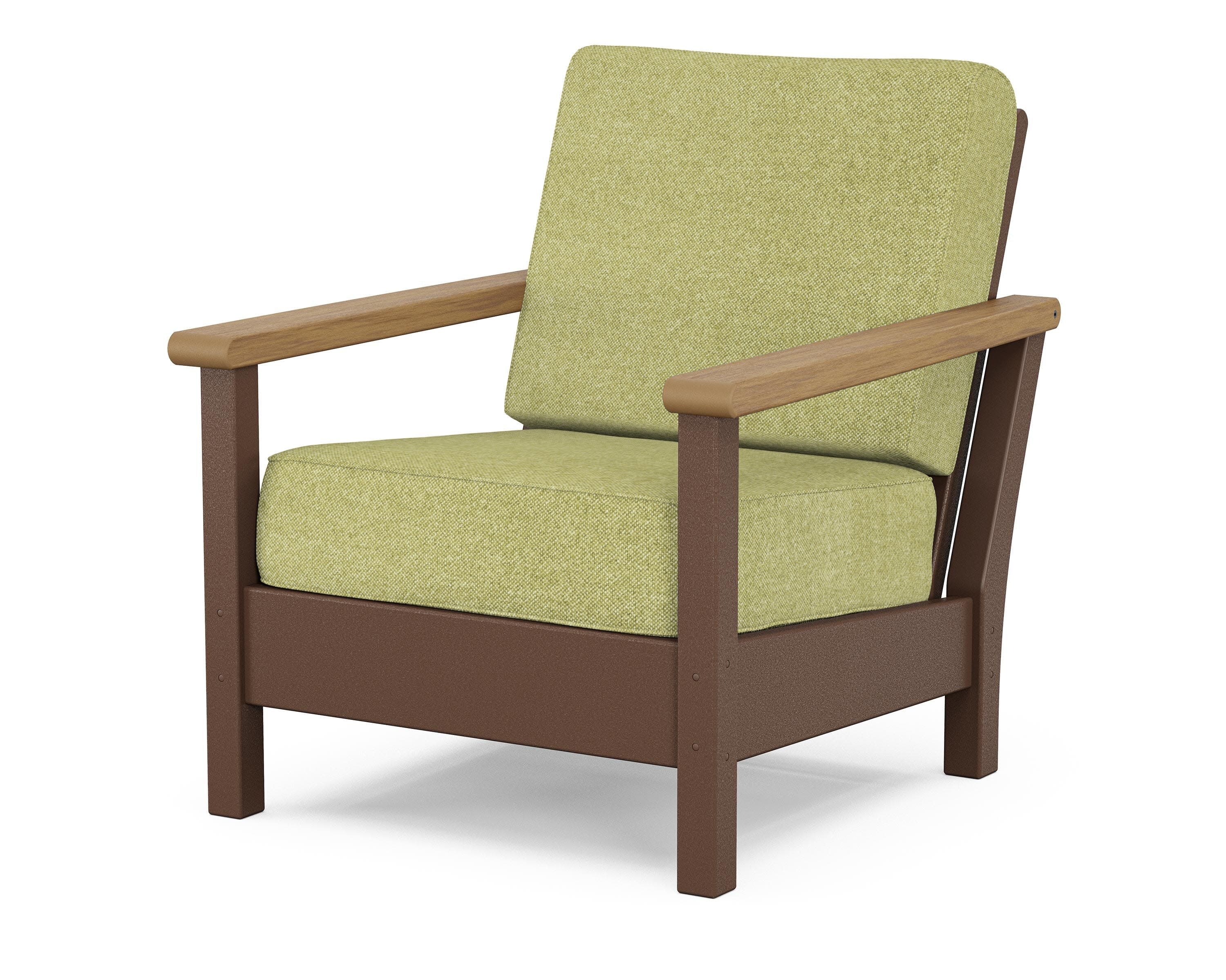 Harbour Deep Seating Chair in Mahogany / Natural / Chartreuse Boucle