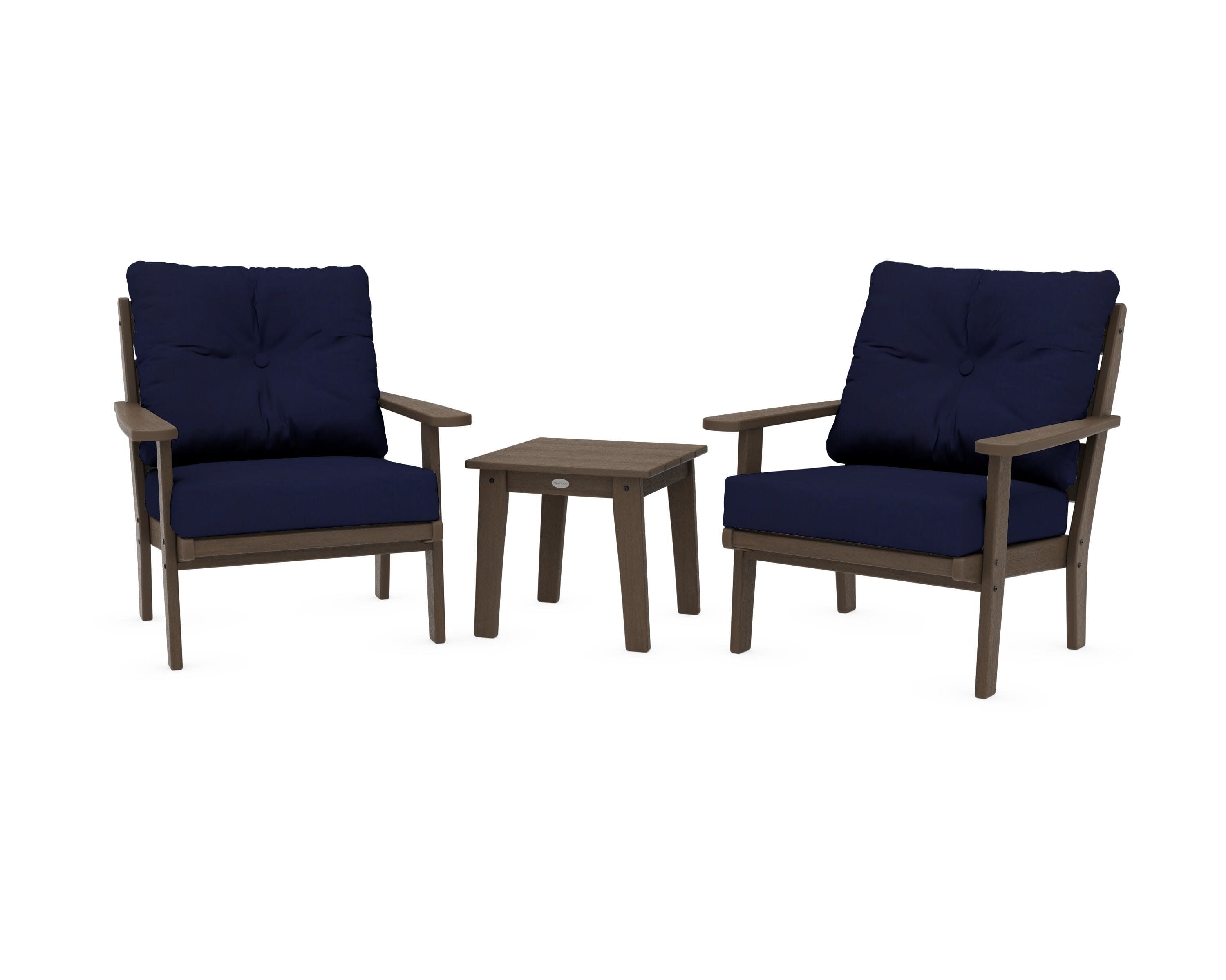 Lakeside 3-Piece Deep Seating Chair Set in Kona / Navy