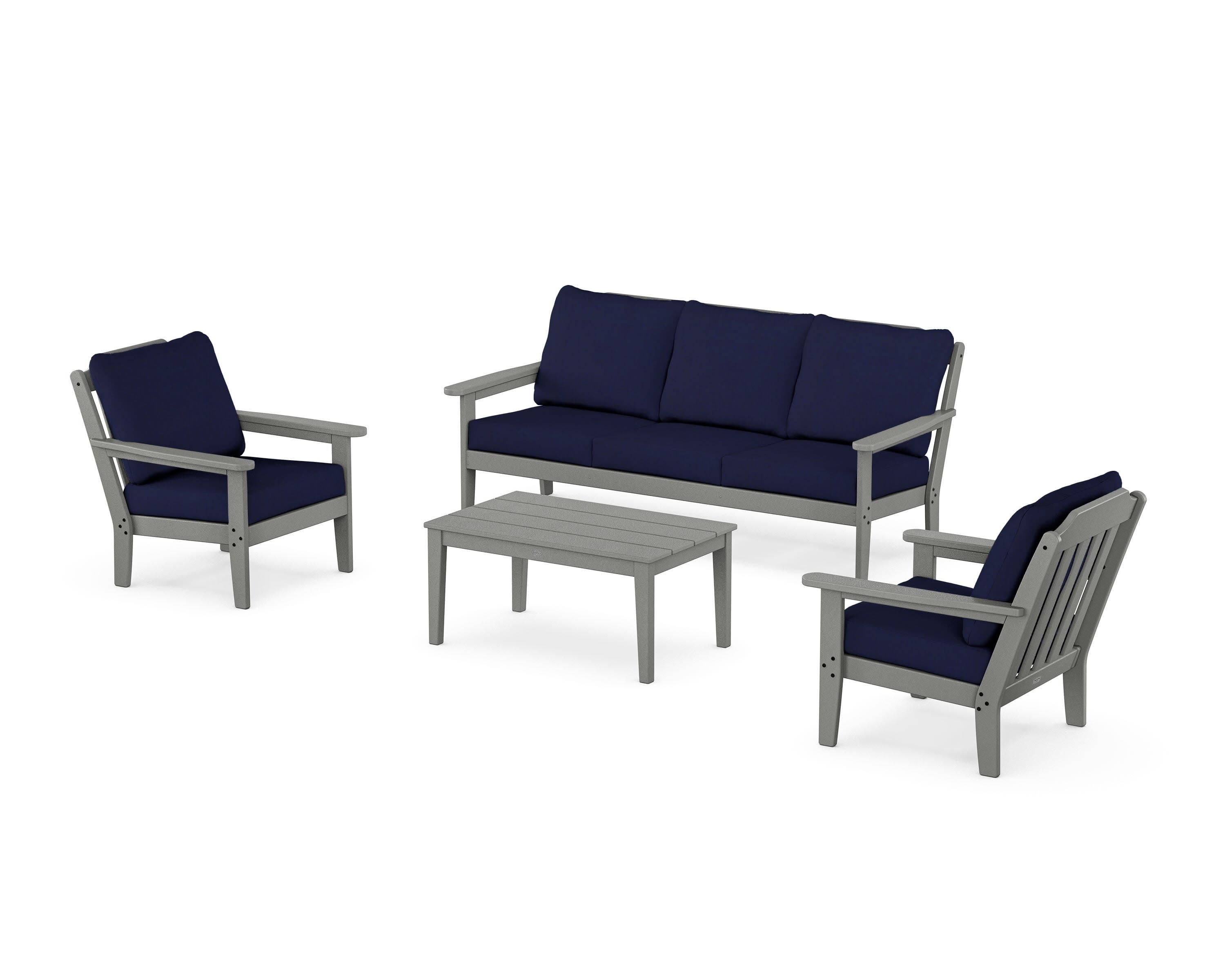Cottage 4-Piece Deep Seating Set with Sofa in Slate Grey / Navy