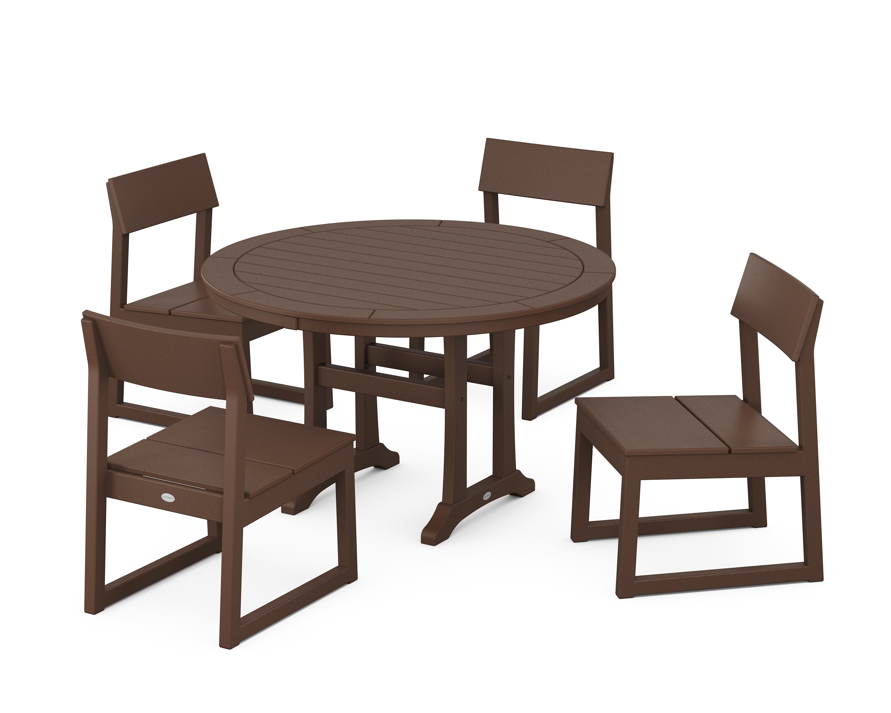 EDGE Side Chair 5-Piece Round Dining Set With Trestle Legs in Mahogany