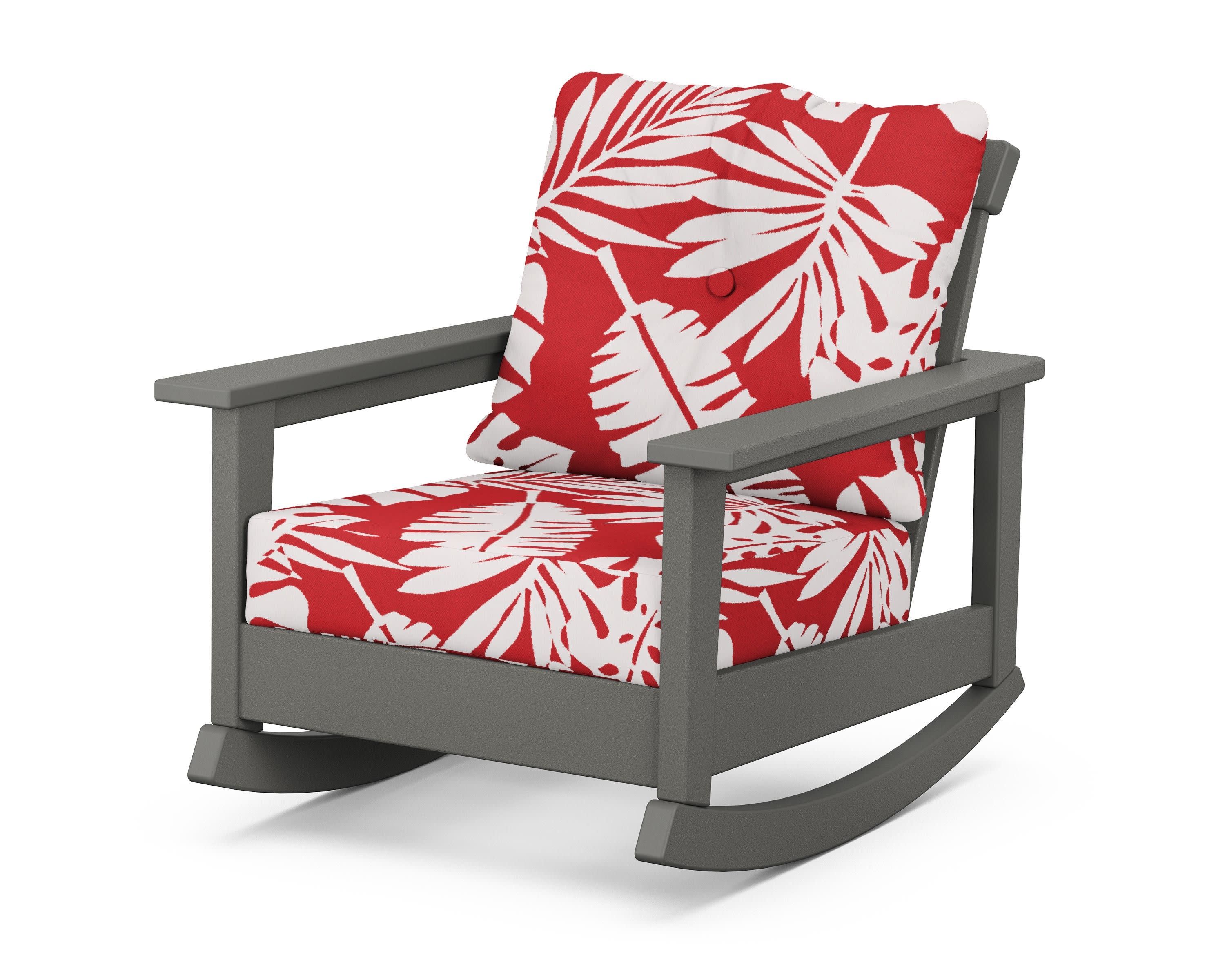 Prescott Deep Seating Rocking Chair in Slate Grey / Leaf Crimson